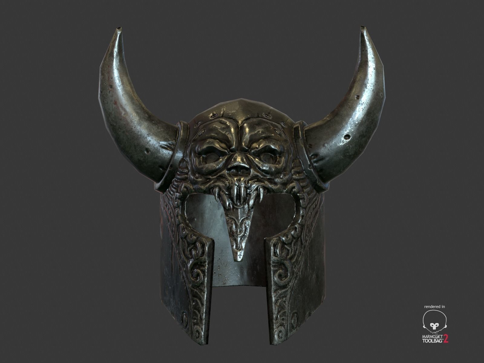 Viking Fantasy Helmet  Low-poly 3D model_3