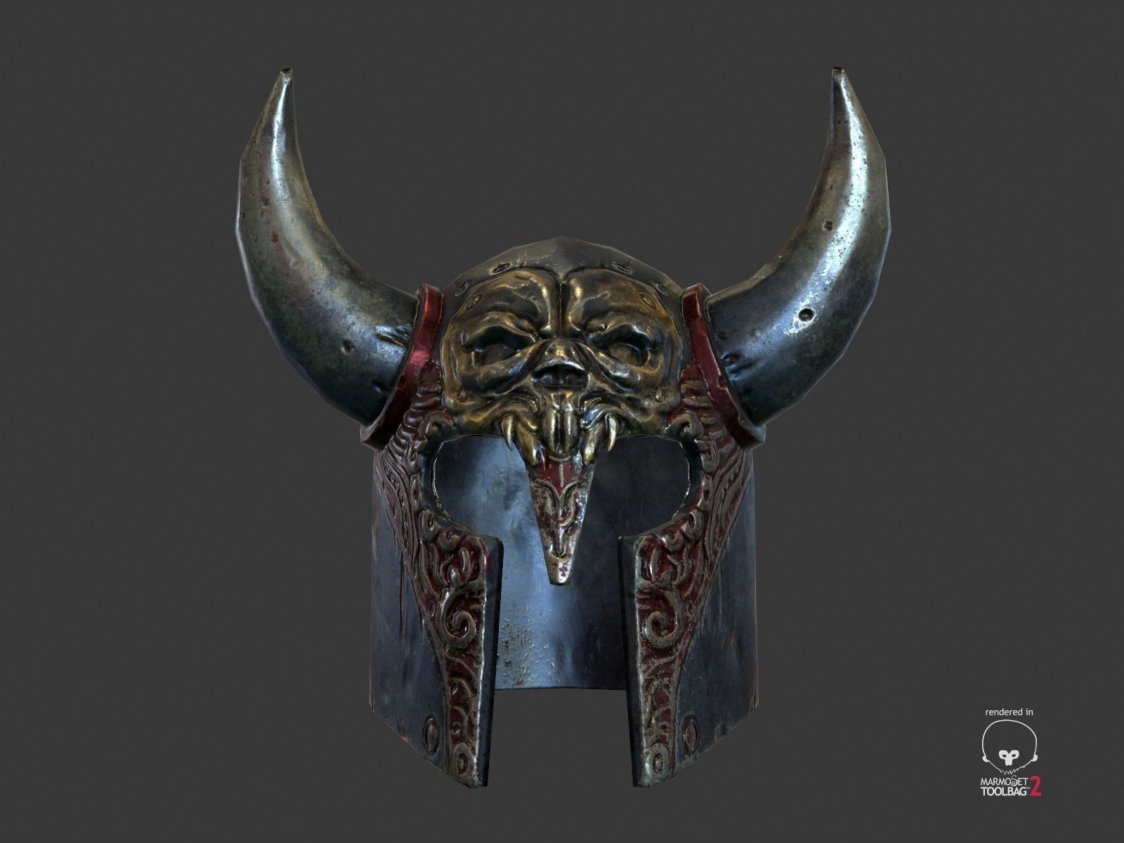 Viking Fantasy Helmet  Low-poly 3D model_0