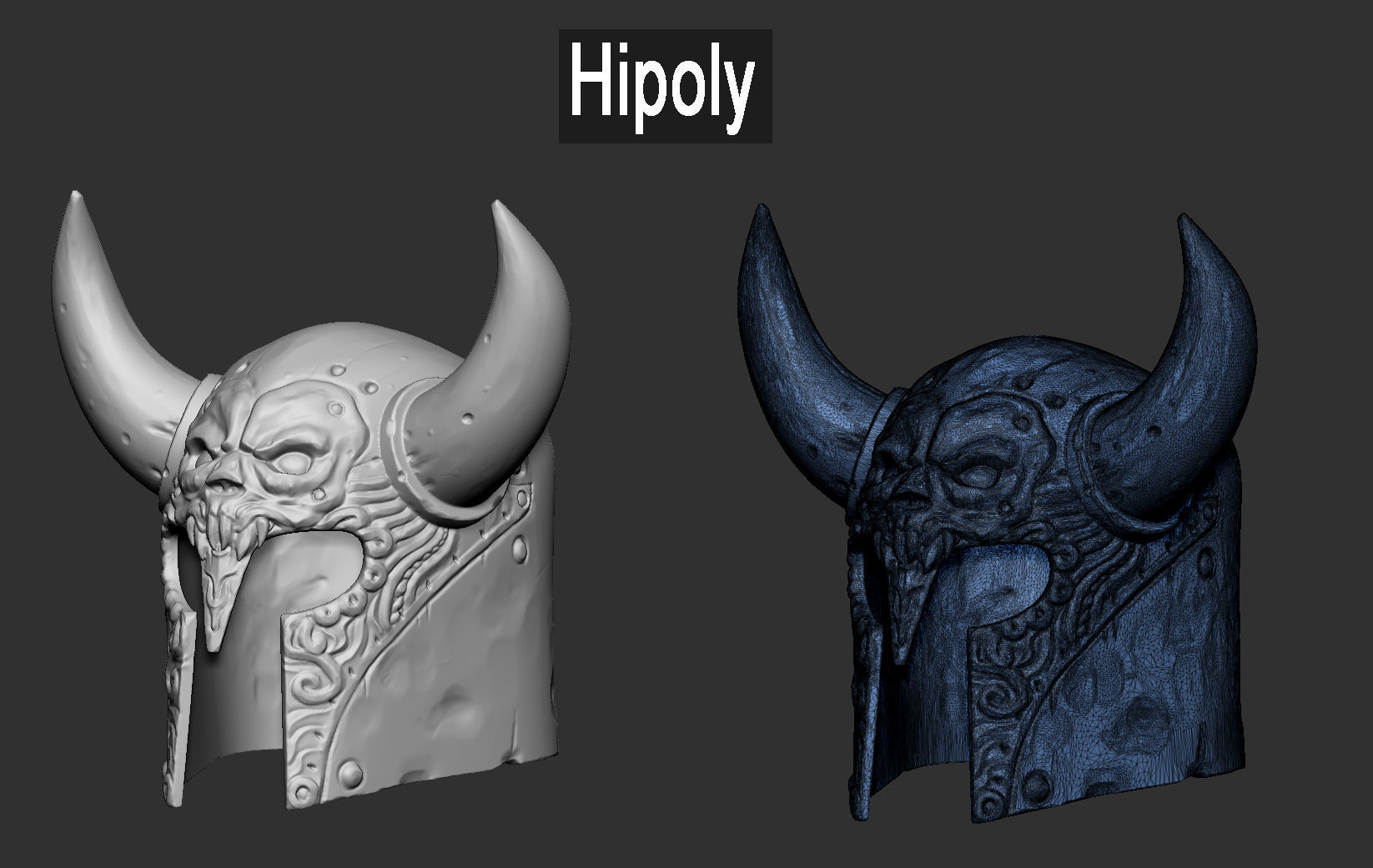 Viking Fantasy Helmet  Low-poly 3D model_8