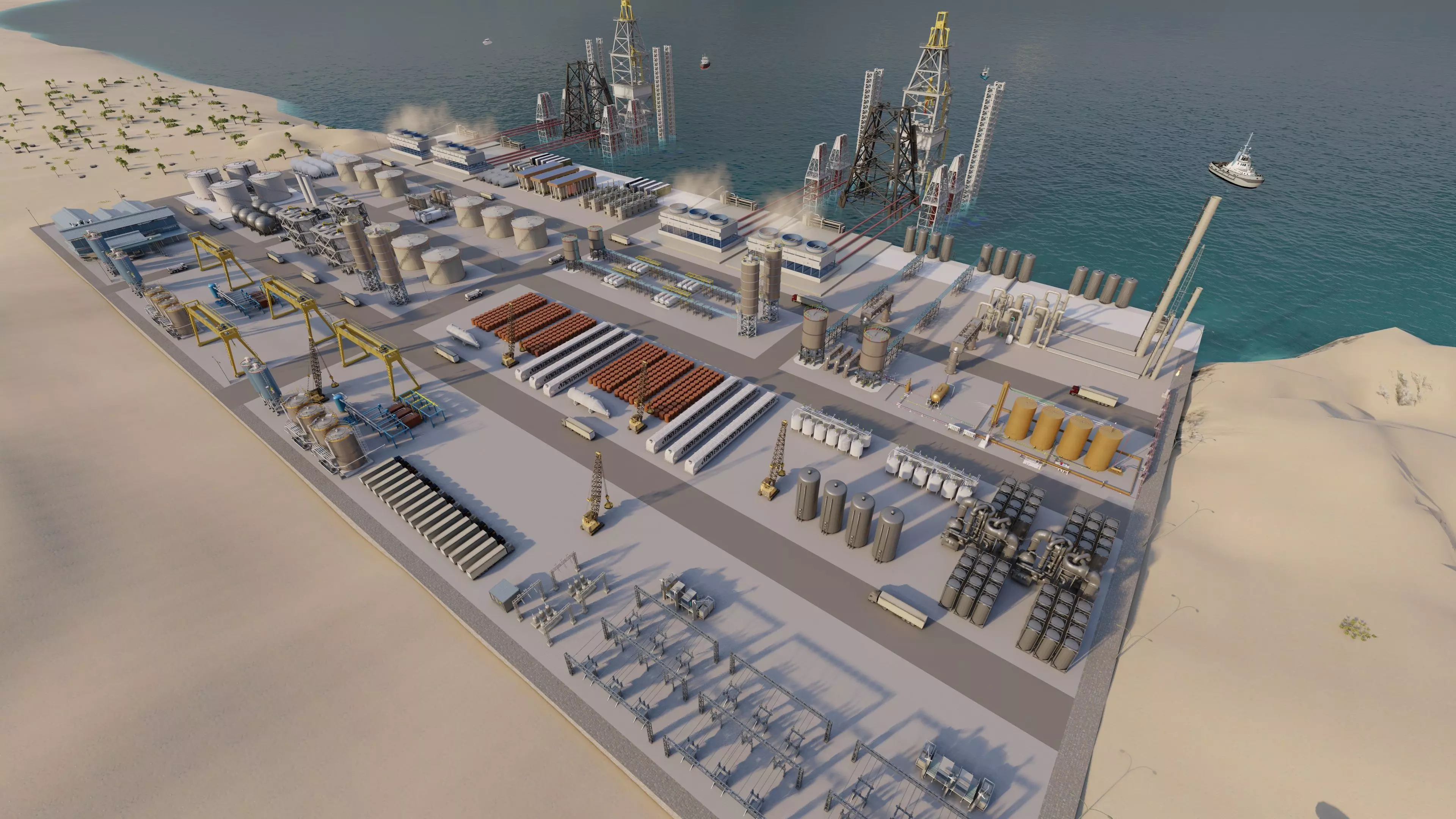 Industrial Factory-Petrochemical-Complex and Oil Gas Rig 3D model_3