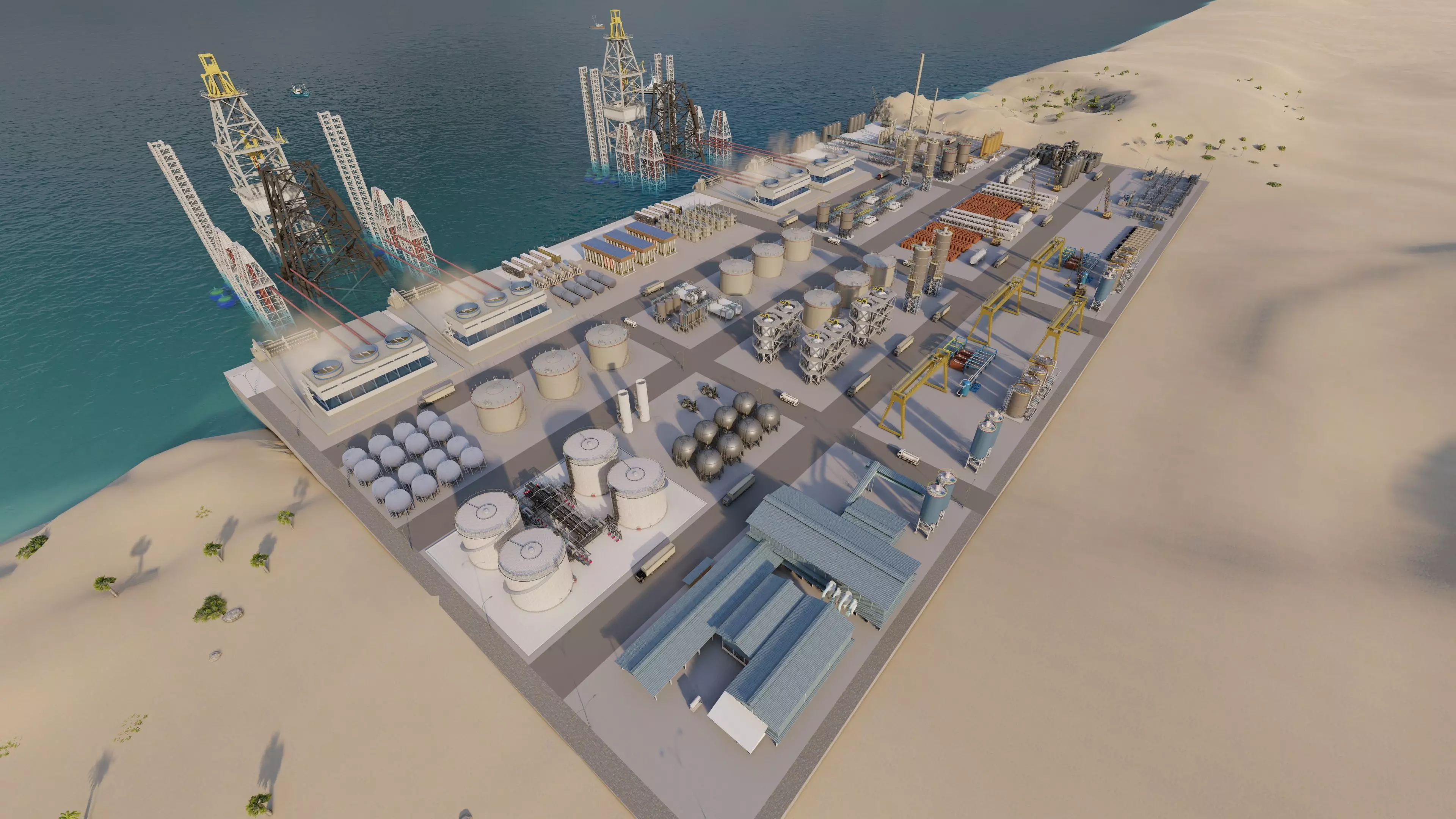 Industrial Factory-Petrochemical-Complex and Oil Gas Rig 3D model_4