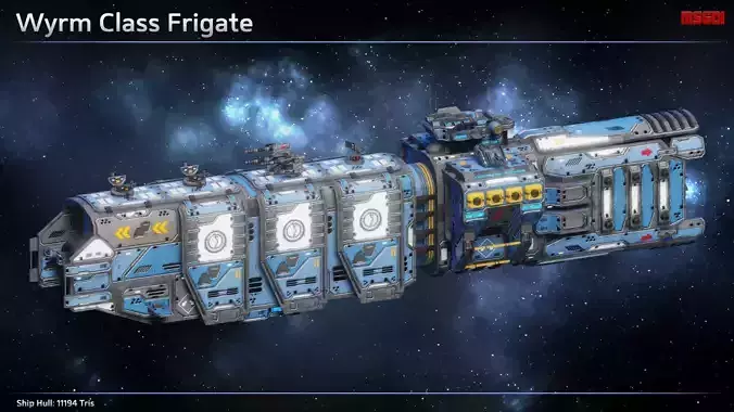 Spaceship Frigate Wyrm Low-poly 3D model