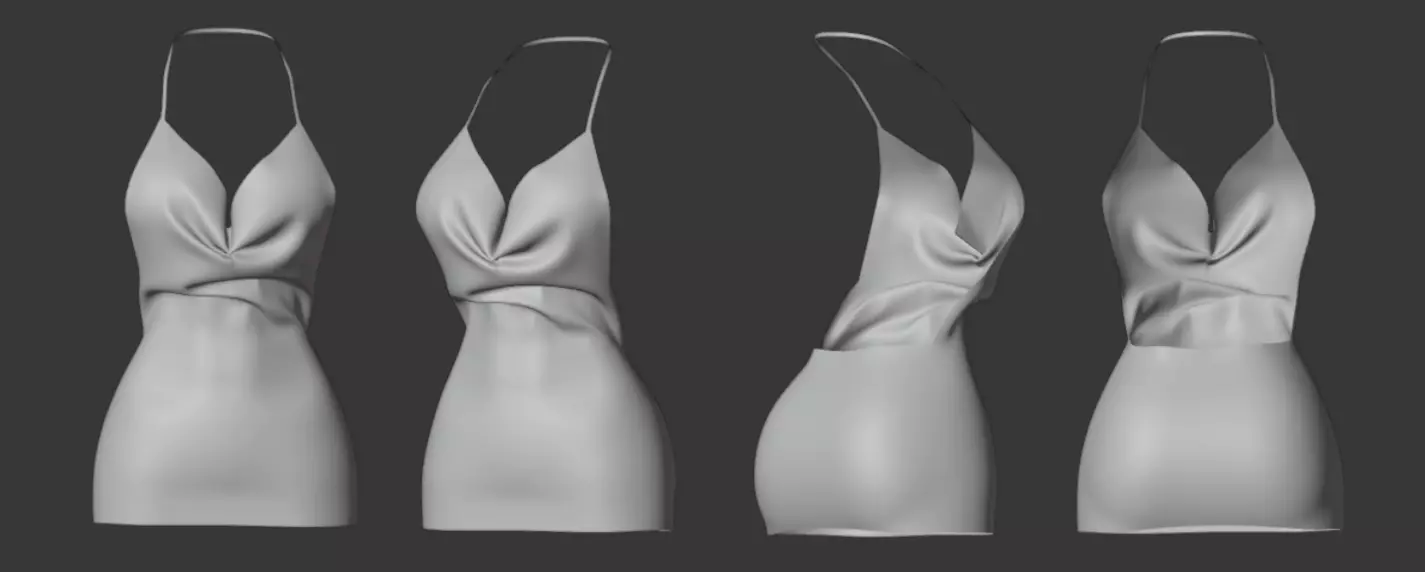 5 Stylish Dresses High Poly 3D model_5