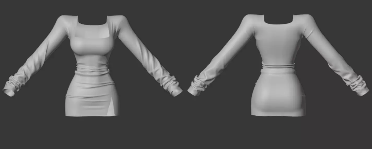 5 Stylish Dresses High Poly 3D model_4