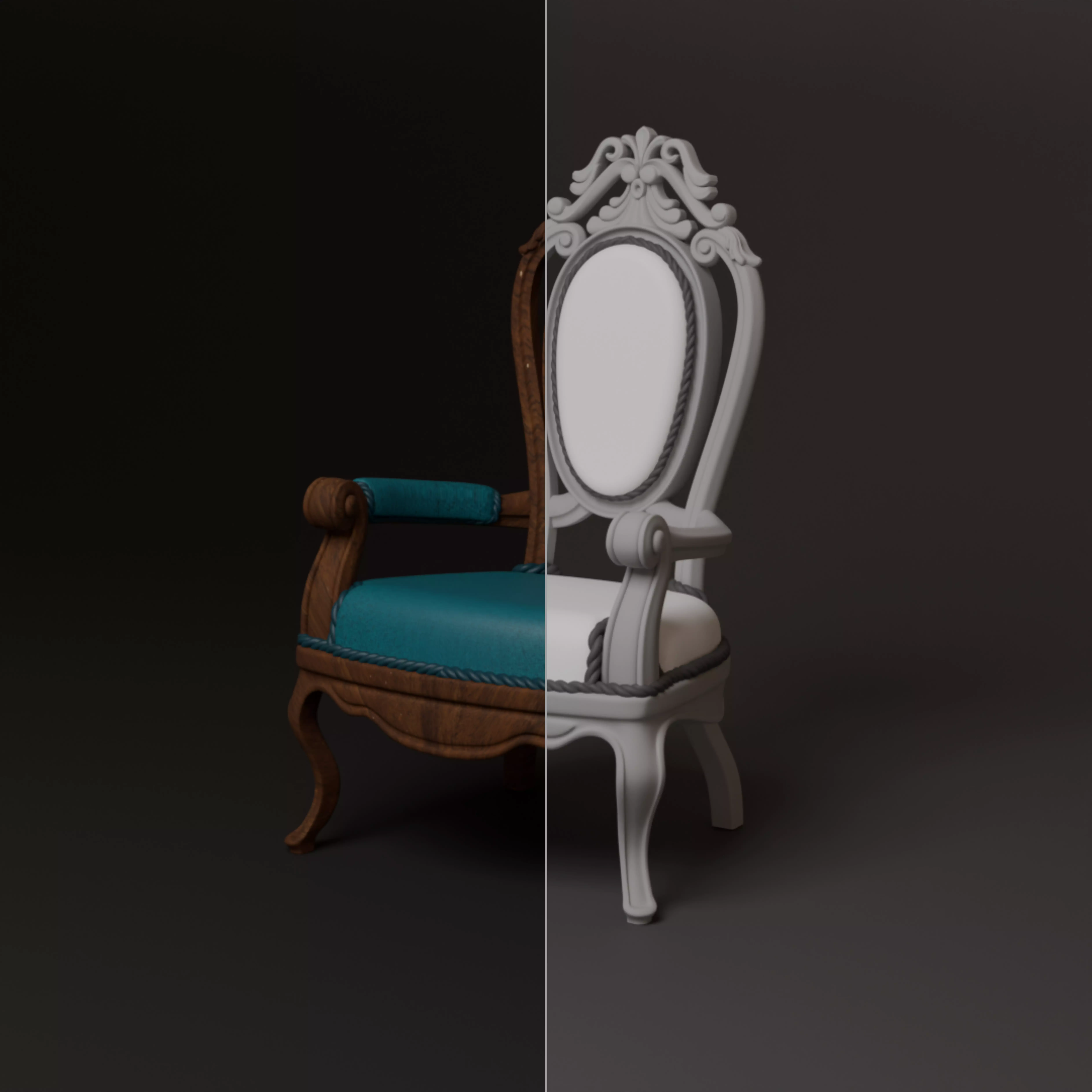 1-12 Scale Victorian Armchair - 3D Printable Model 3D print model_1