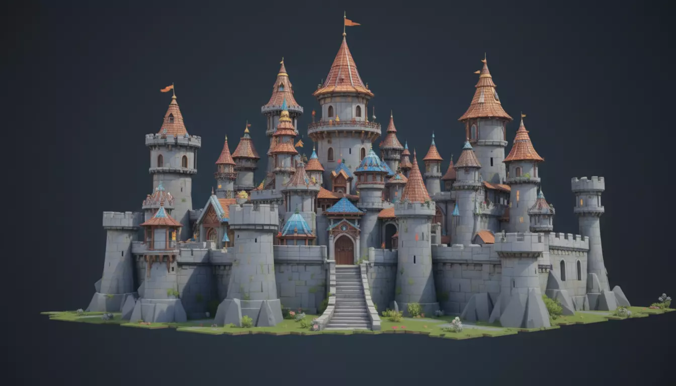 Modular Fantasy Castle 3D Model Low-Poly Stylized Game Asset Low-poly 3D model_3