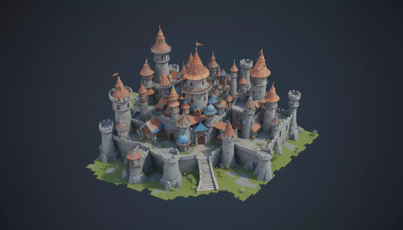 Modular Fantasy Castle 3D Model Low-Poly Stylized Game Asset Low-poly 3D model_4