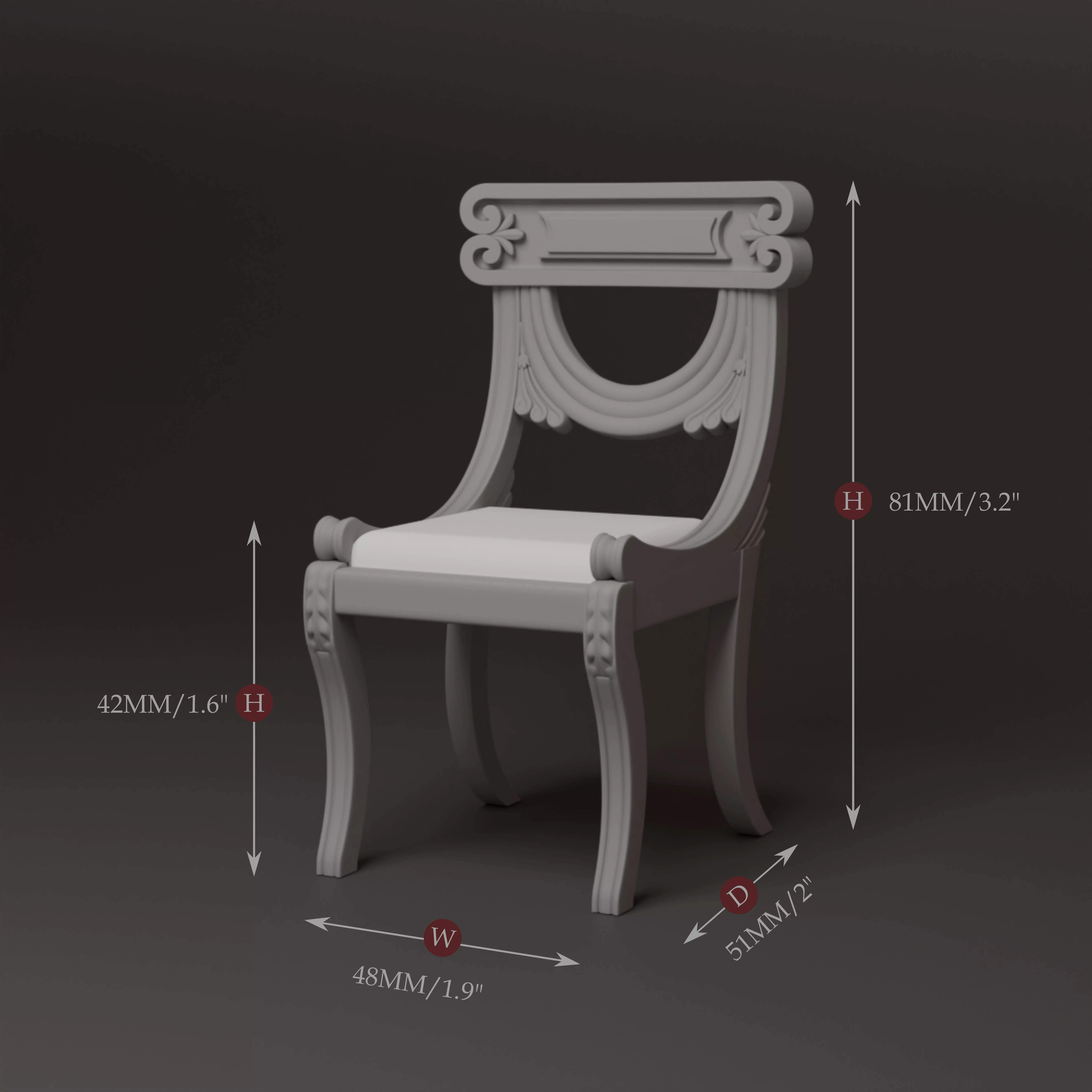 1- 12 Scale Regency Chair - 3D Printable Model 3D print model_3