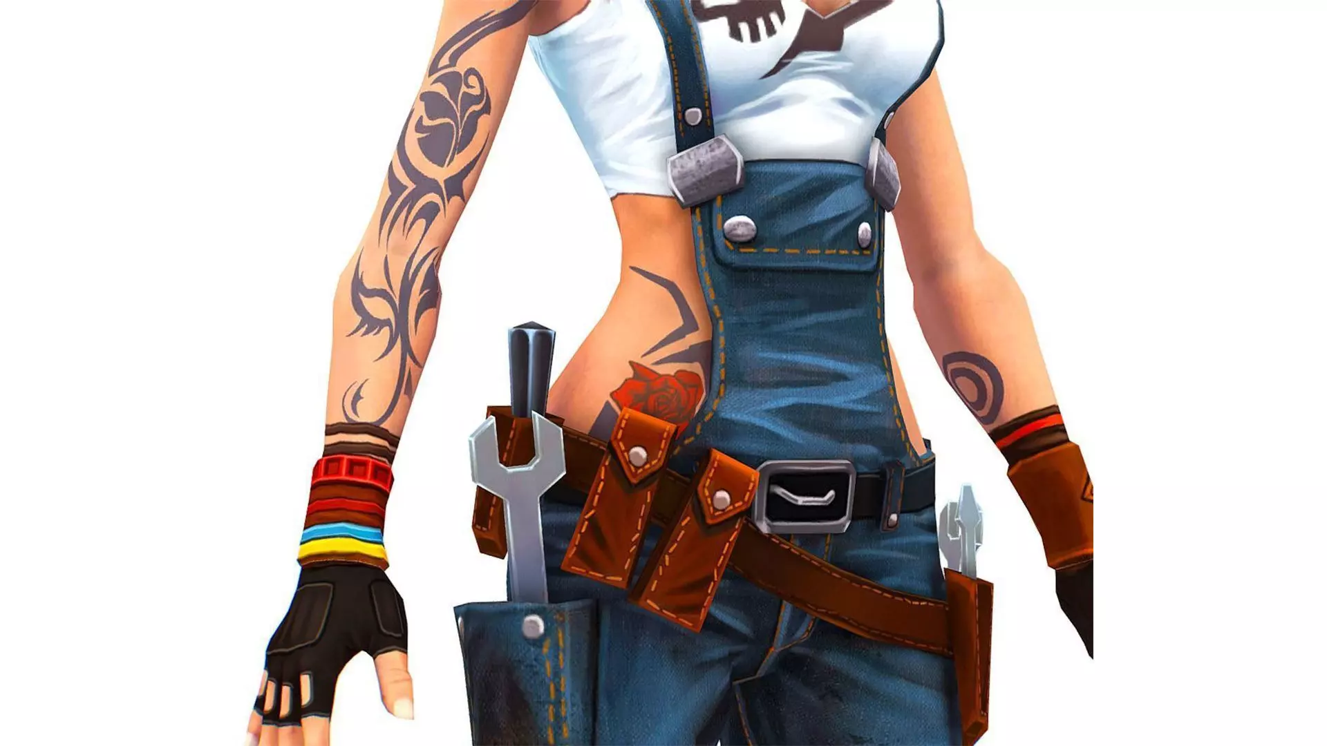 Female Builder - Engineer Woman - Overall Tool Belt - Animated Low-poly 3D model_9