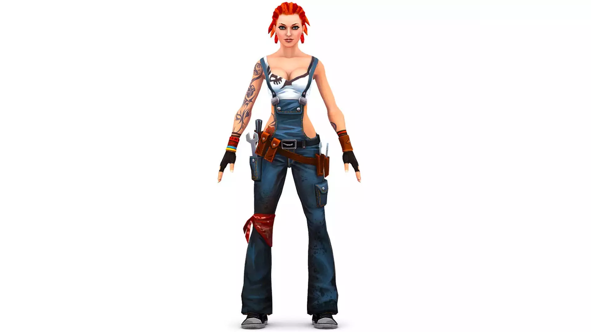 Female Builder - Engineer Woman - Overall Tool Belt - Animated Low-poly 3D model_3