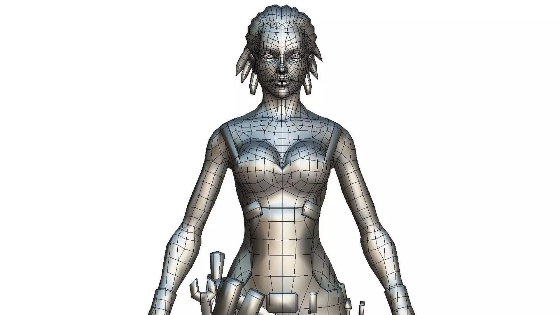 Female Builder - Engineer Woman - Overall Tool Belt - Animated Low-poly 3D model_12