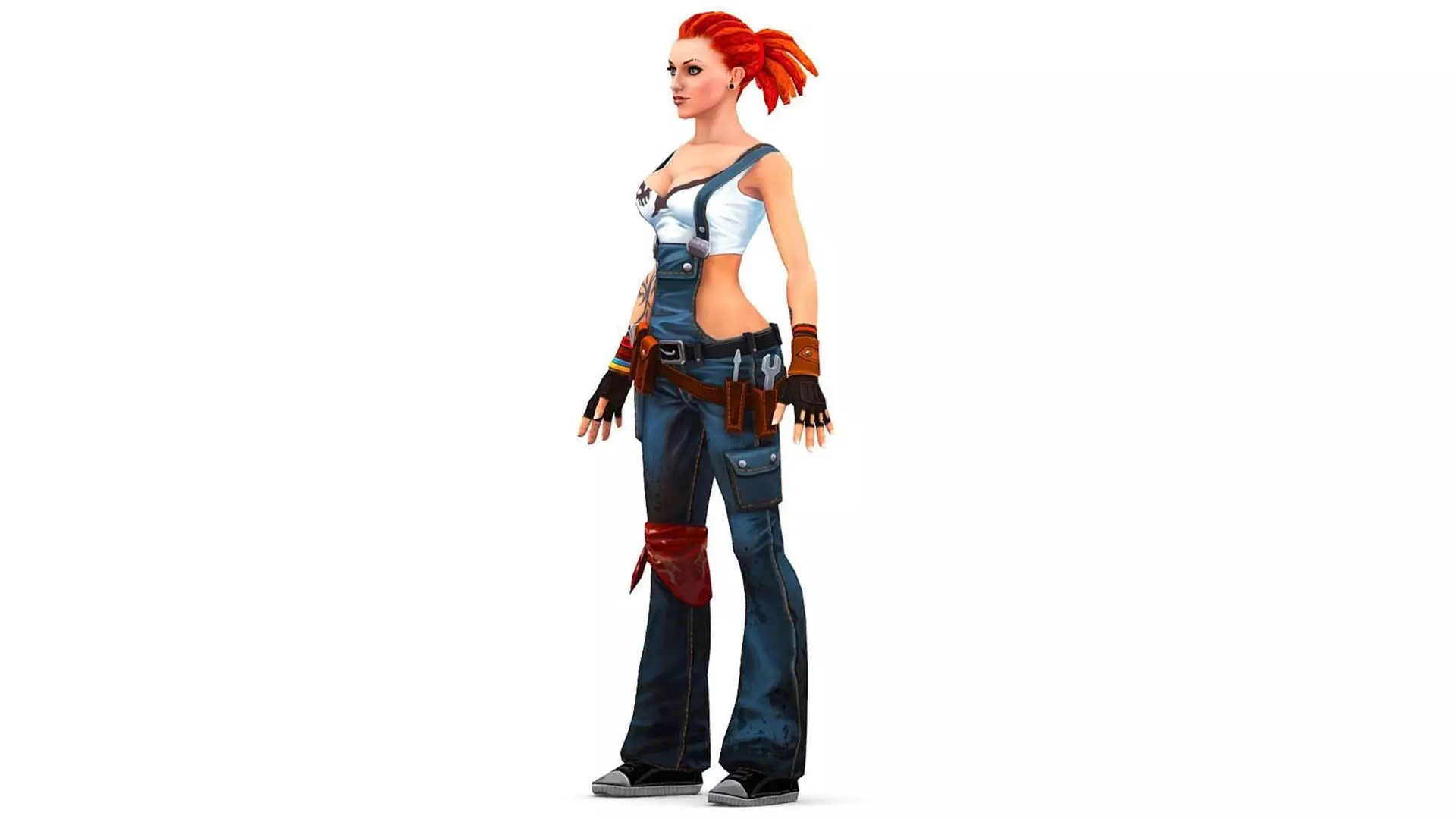 Female Builder - Engineer Woman - Overall Tool Belt - Animated Low-poly 3D model_6