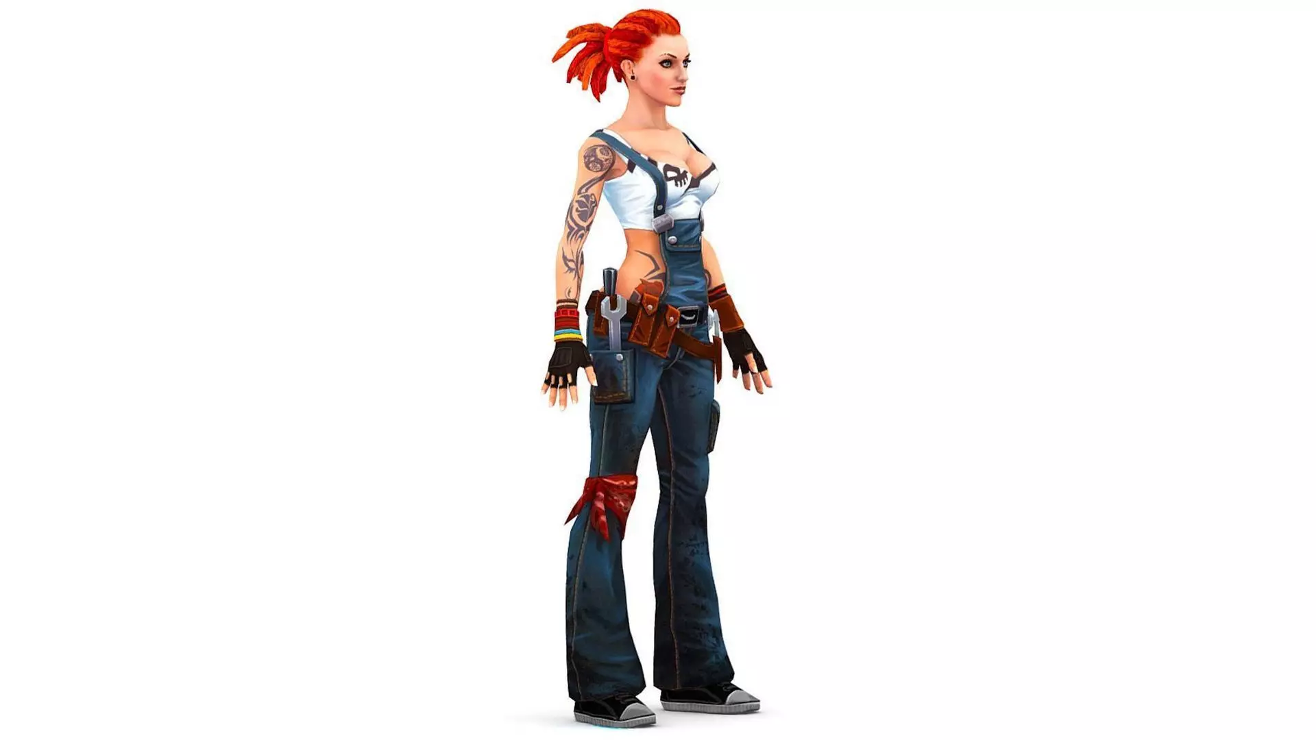 Female Builder - Engineer Woman - Overall Tool Belt - Animated Low-poly 3D model_5