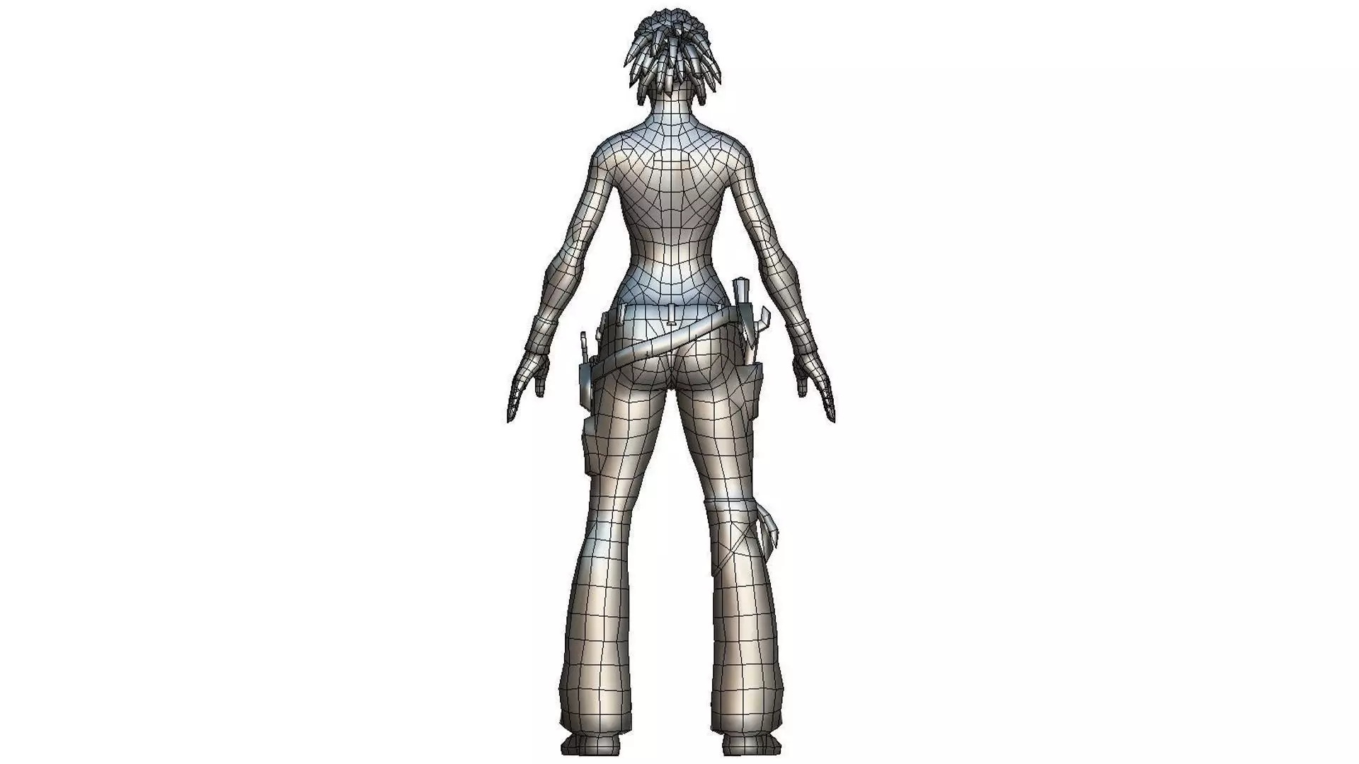 Female Builder - Engineer Woman - Overall Tool Belt - Animated Low-poly 3D model_11