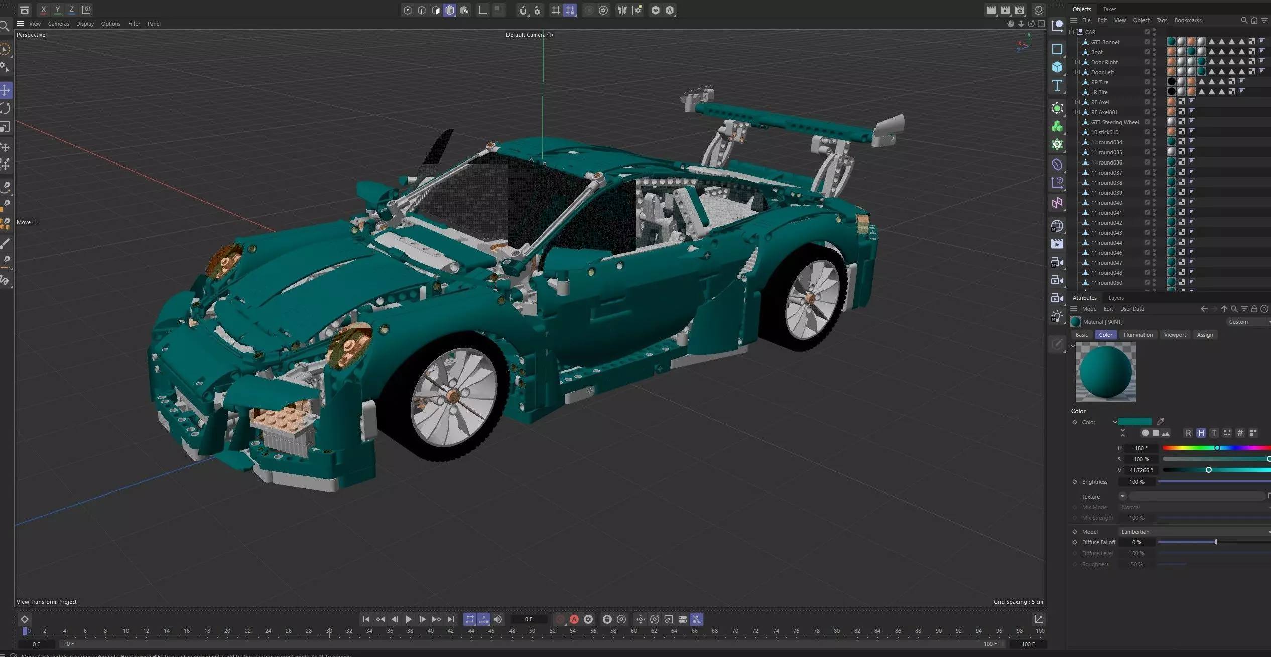 LEGO Porsche GTR 3 High-Quality 3D Model  3D model_10