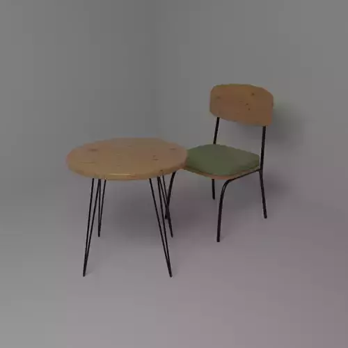Mid Century Modern Cafe Table and Chair Set