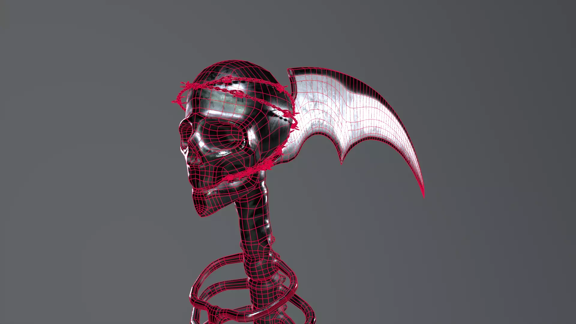 Undertaker Gothic Scythe Low-poly 3D model_12
