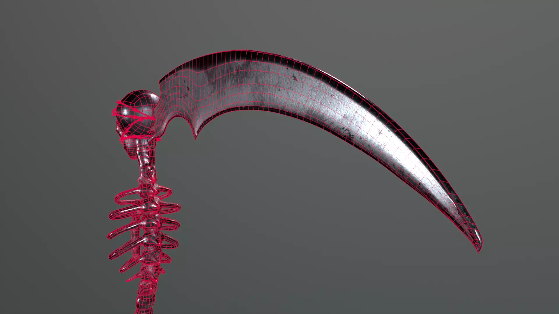 Undertaker Gothic Scythe Low-poly 3D model_8