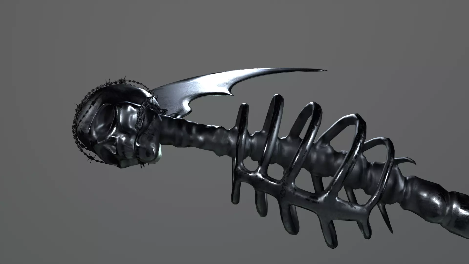 Undertaker Gothic Scythe Low-poly 3D model_2