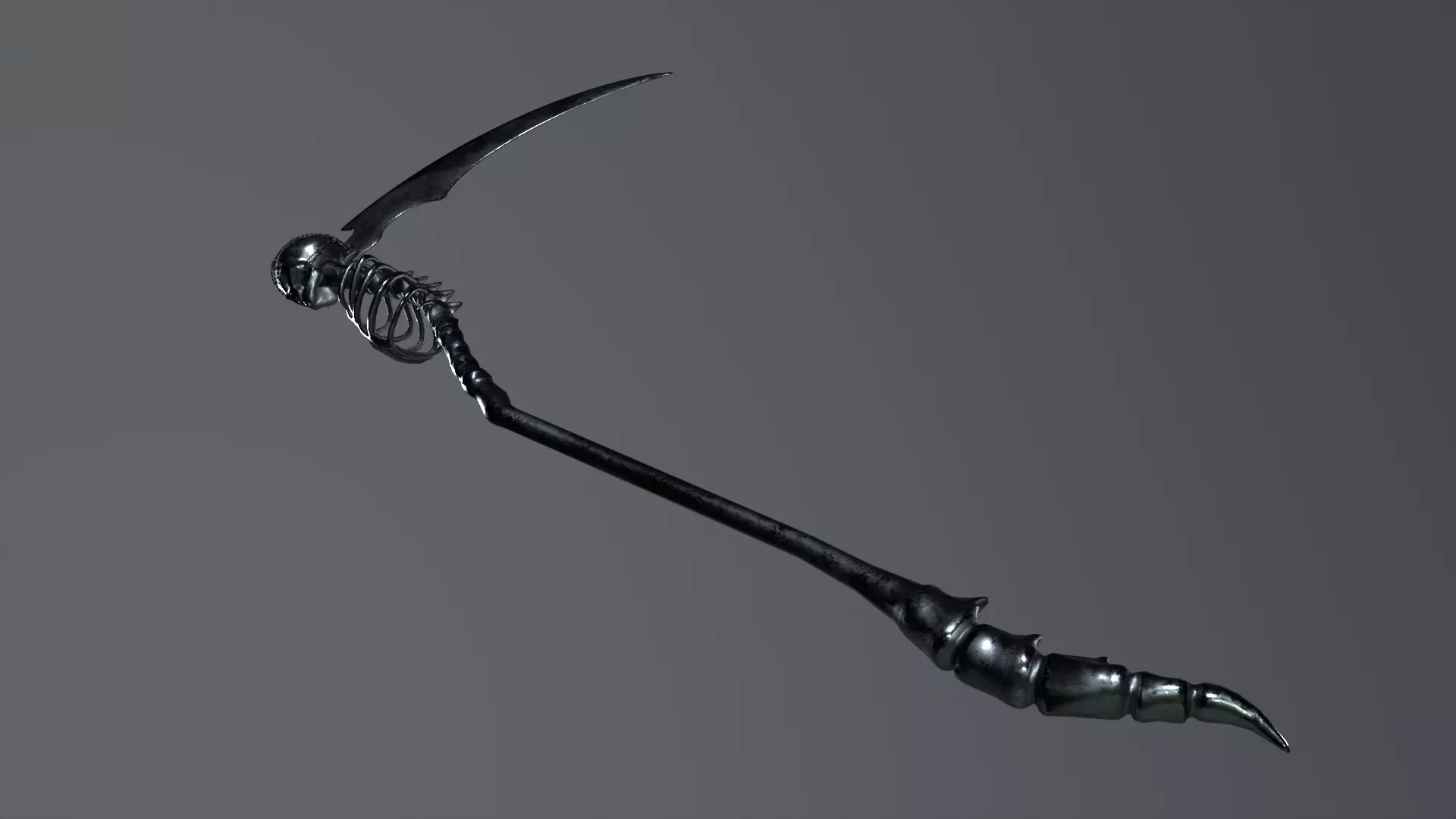 Undertaker Gothic Scythe Low-poly 3D model_7