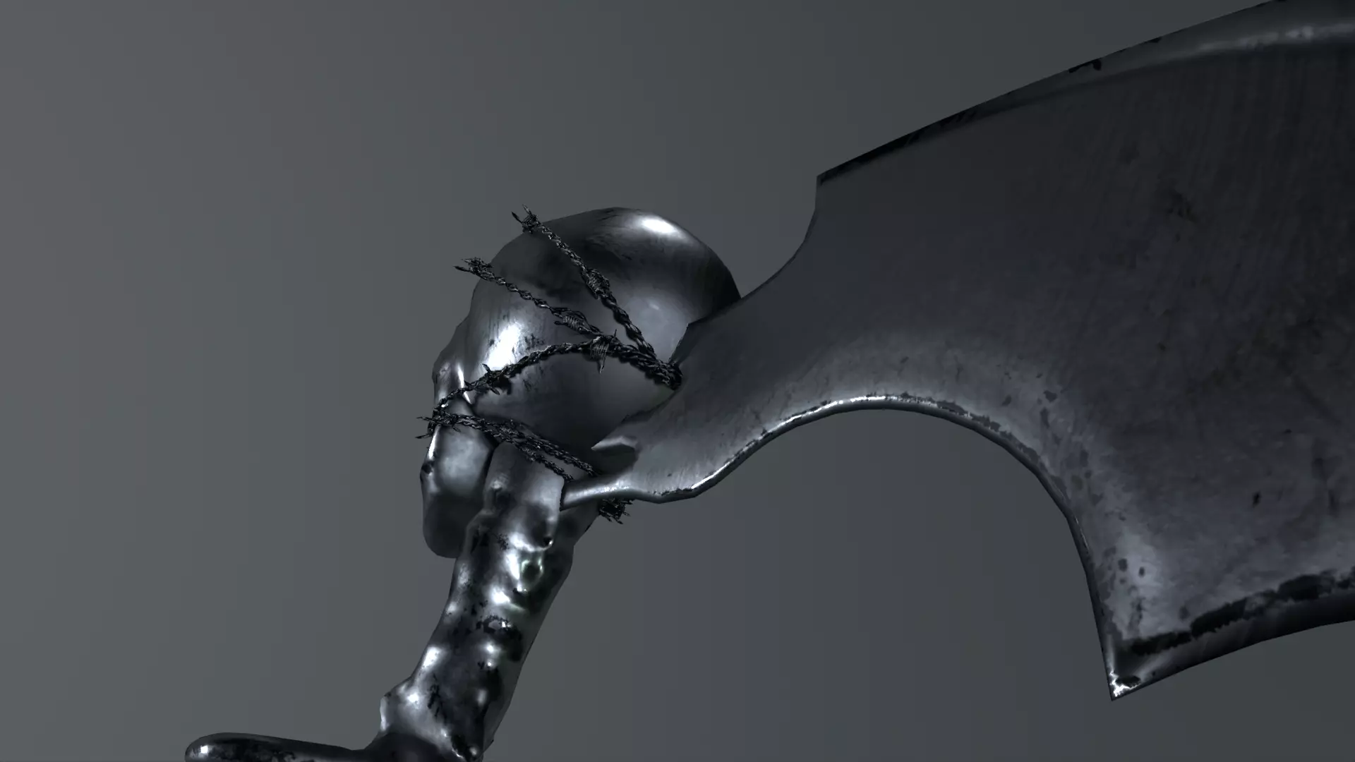 Undertaker Gothic Scythe Low-poly 3D model_5