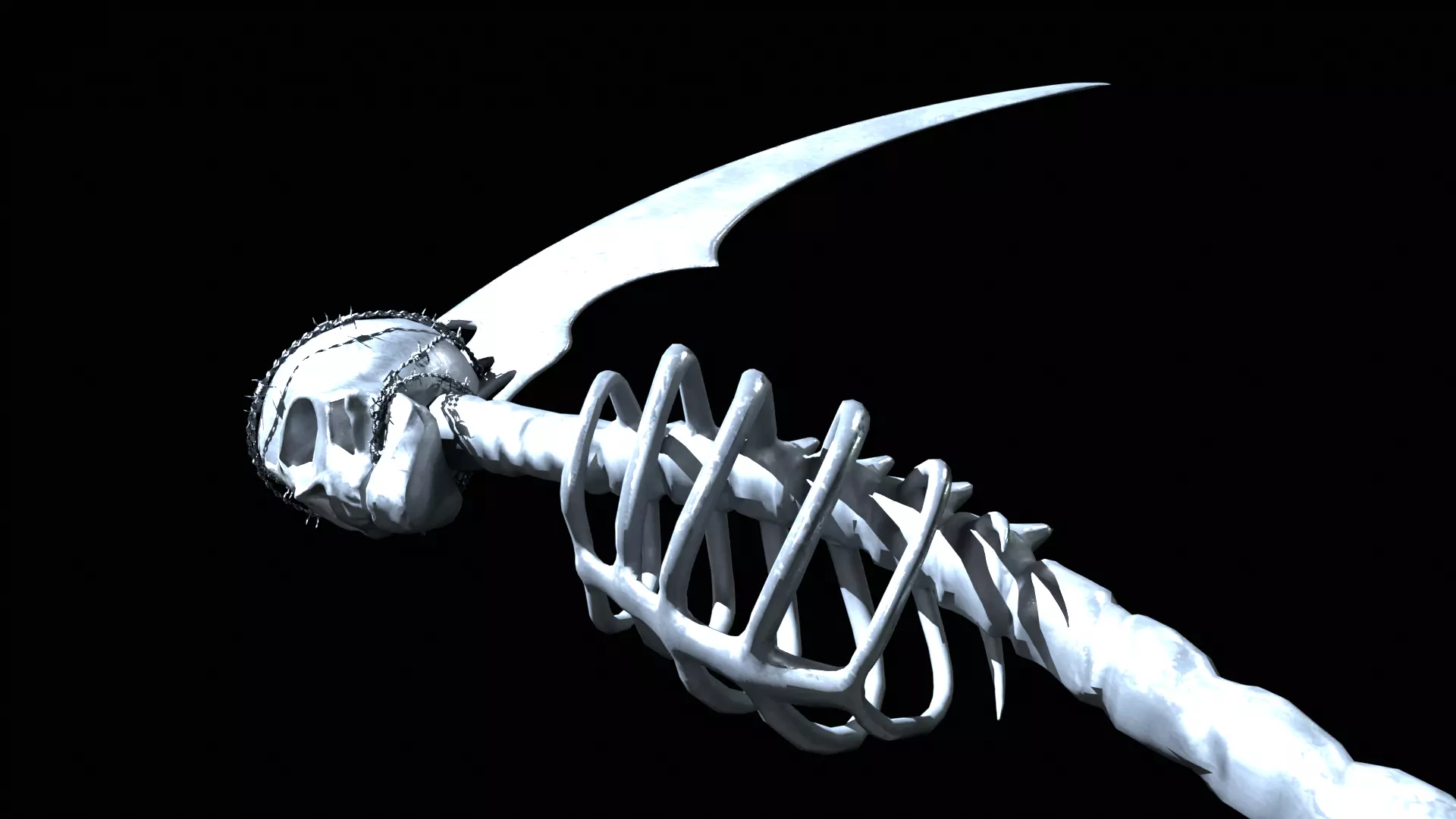 Undertaker Gothic Scythe Low-poly 3D model_0