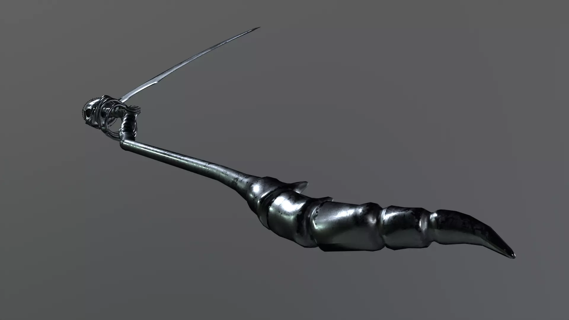 Undertaker Gothic Scythe Low-poly 3D model_3