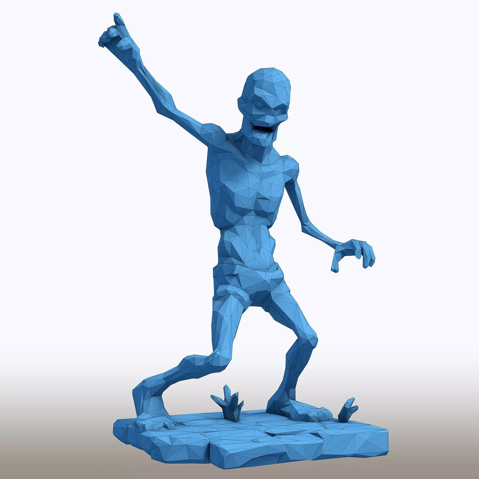 Low Poly Zombie Geometric Undead Sculpture 3D print model_8