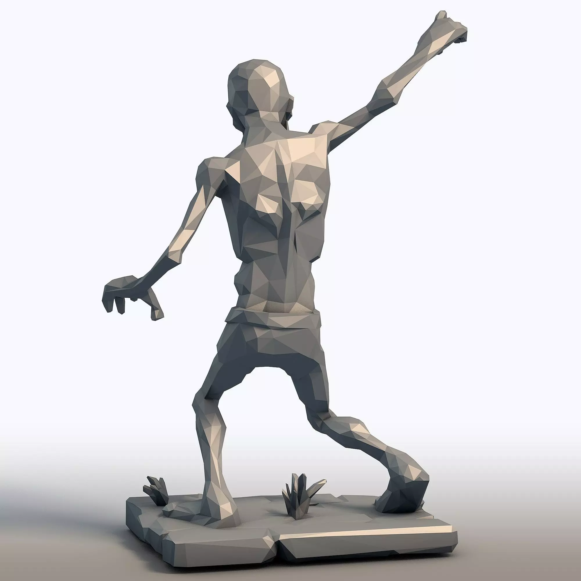 Low Poly Zombie Geometric Undead Sculpture 3D print model_4