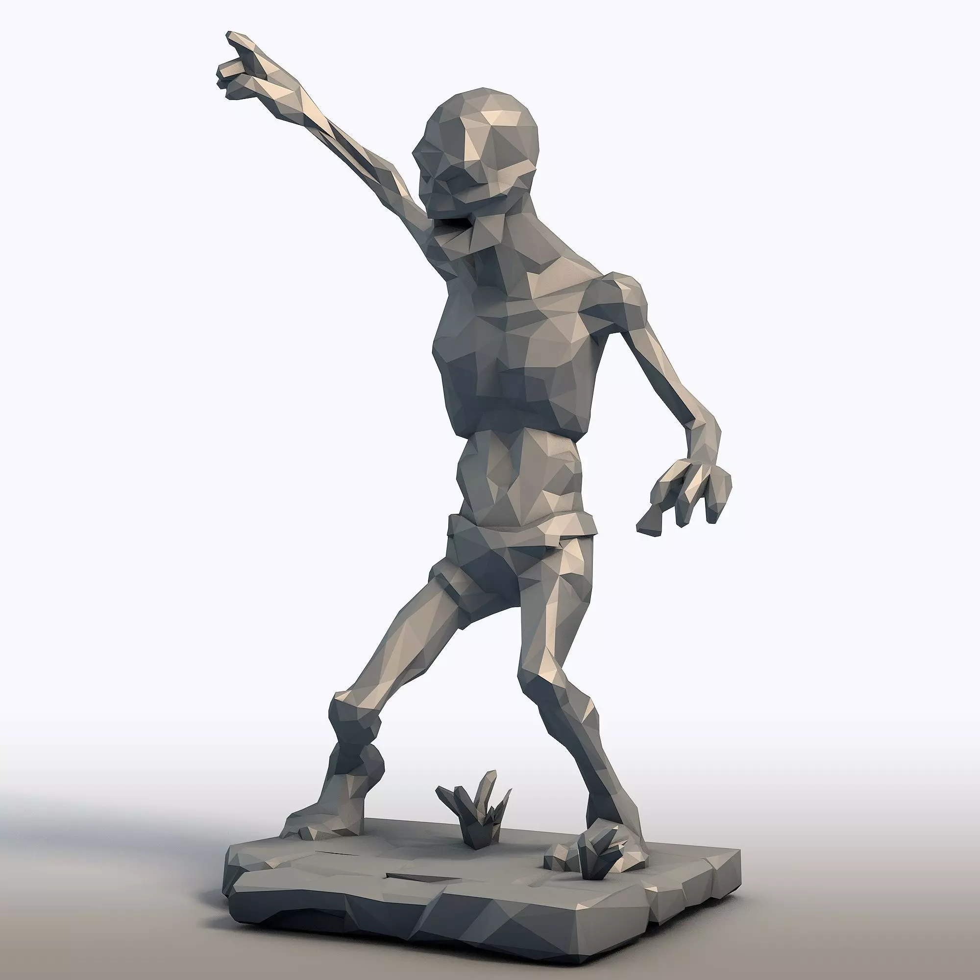 Low Poly Zombie Geometric Undead Sculpture 3D print model_1
