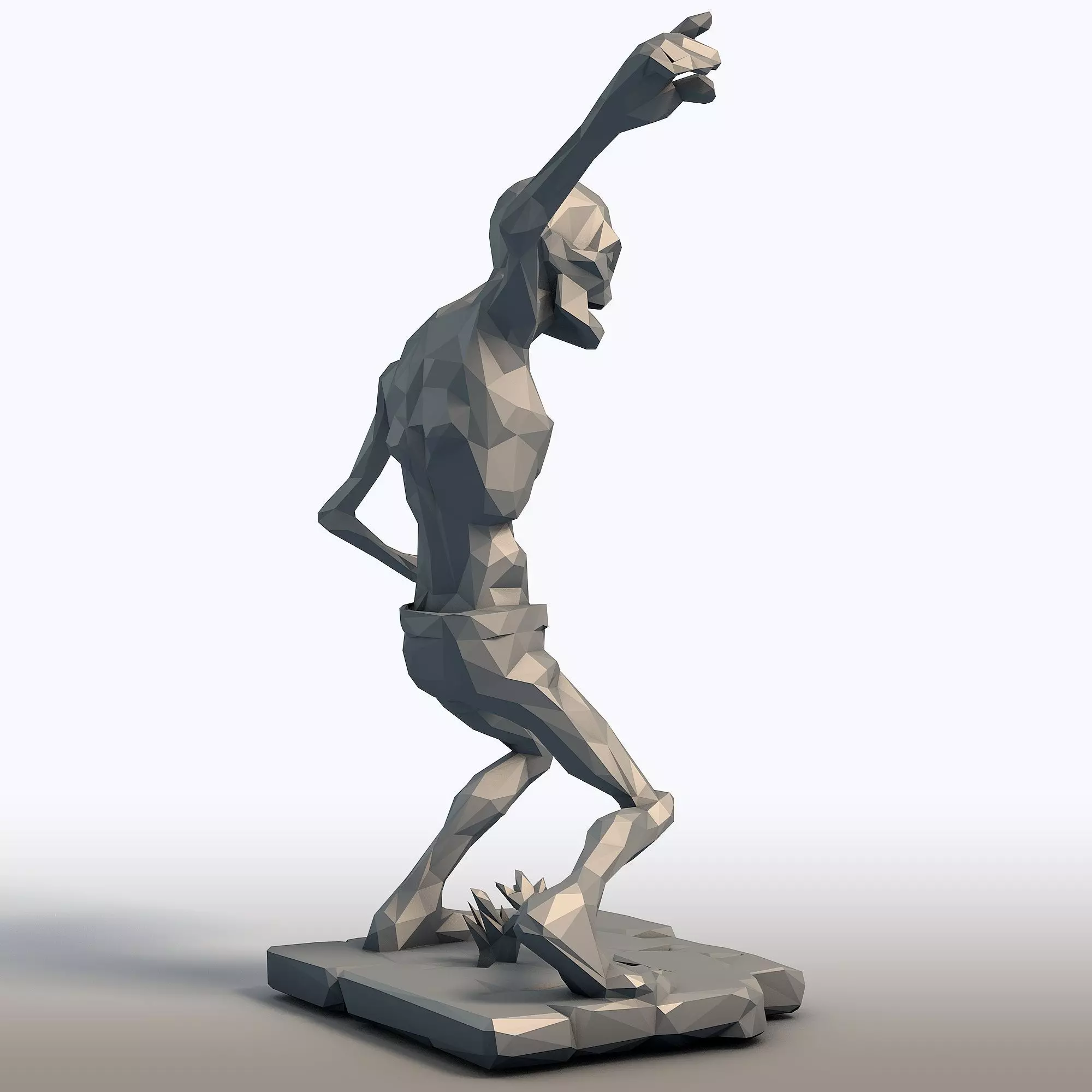 Low Poly Zombie Geometric Undead Sculpture 3D print model_6