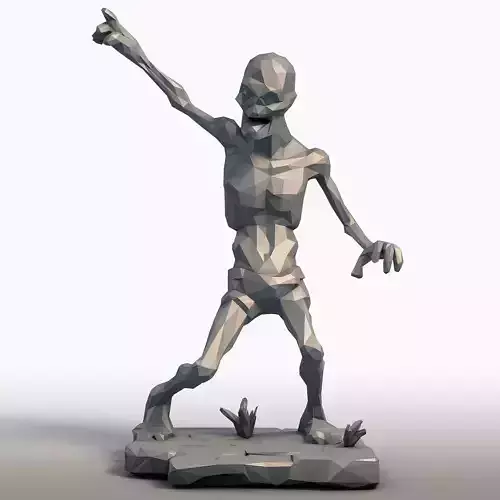 Low Poly Zombie Geometric Undead Sculpture 