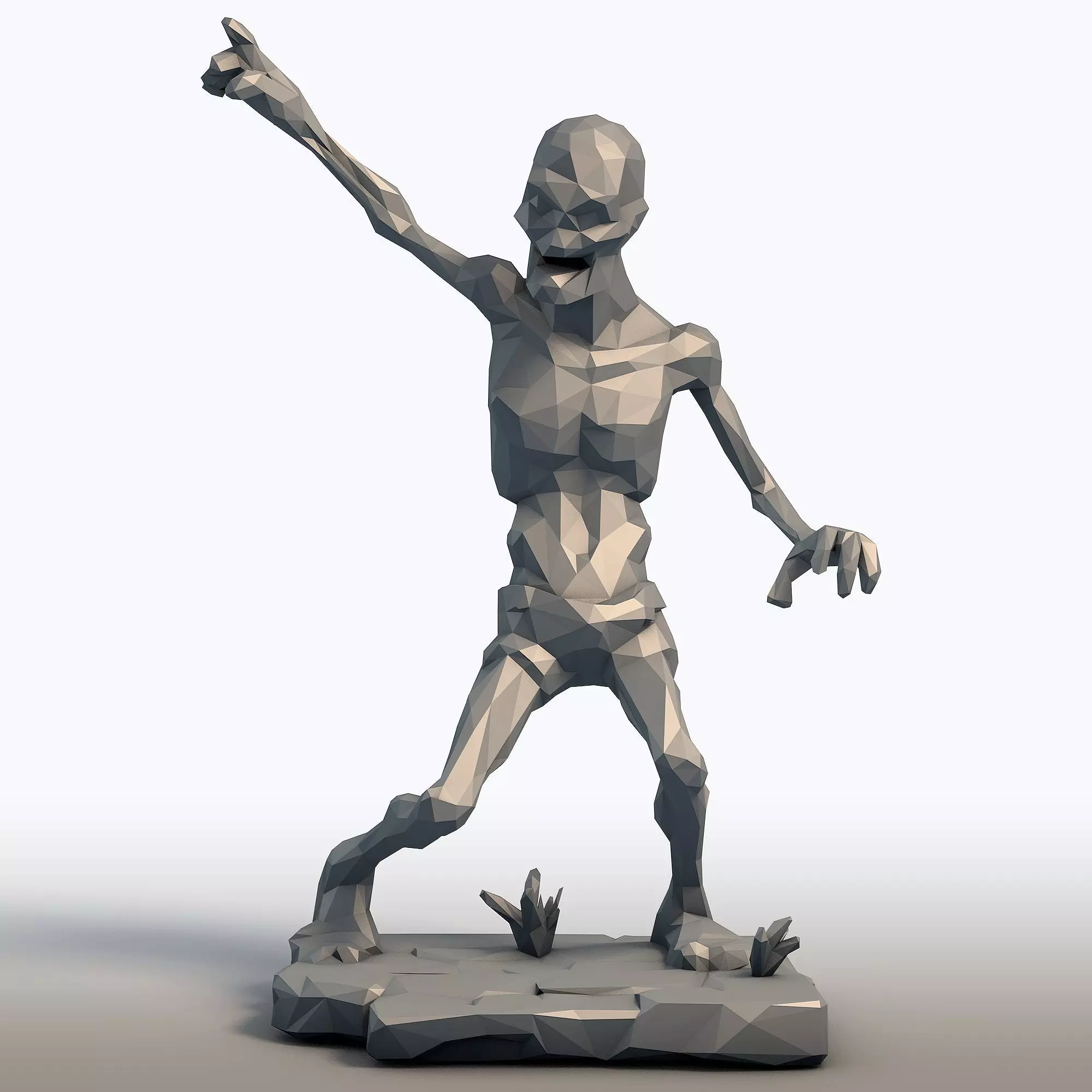 Low Poly Zombie Geometric Undead Sculpture 3D print model_0