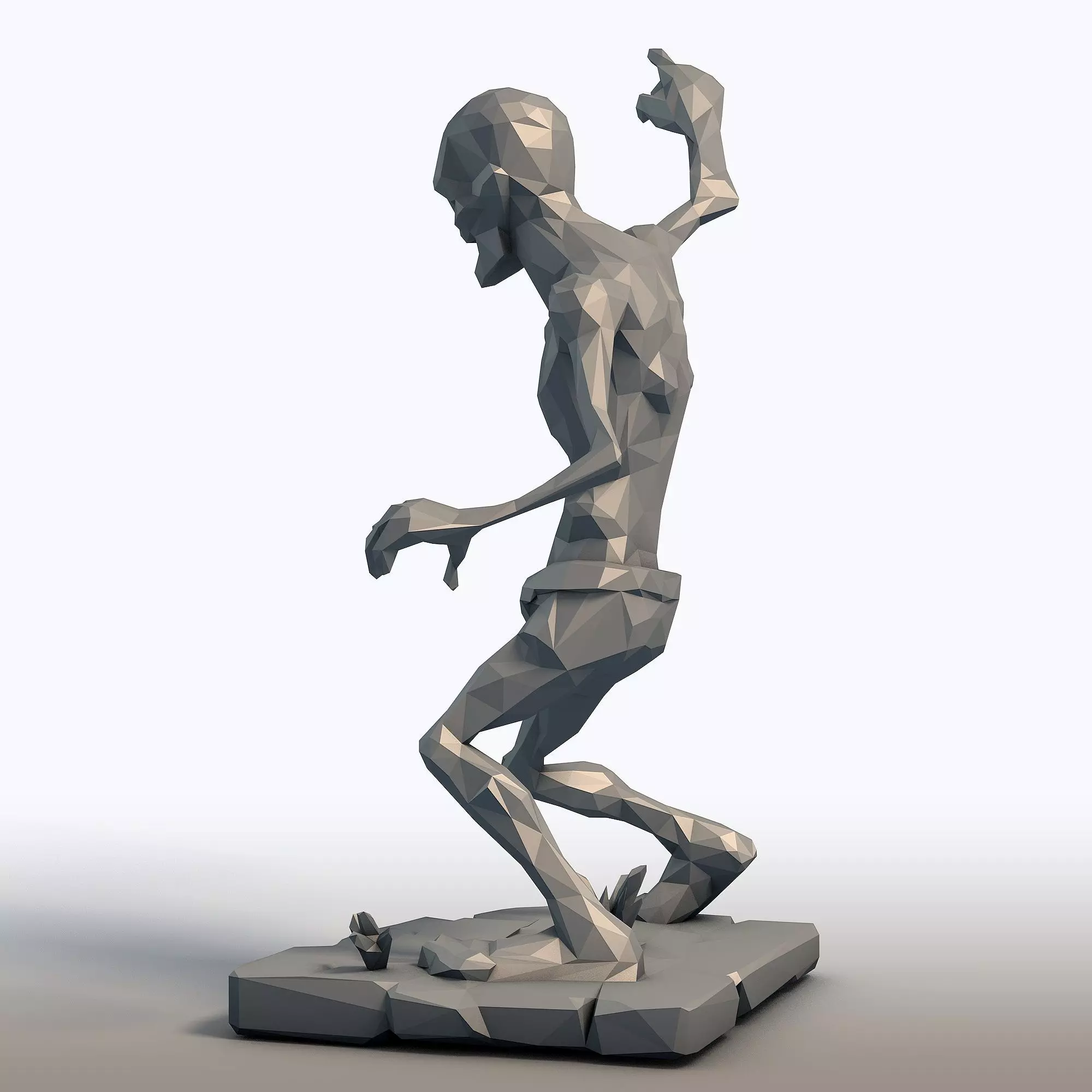 Low Poly Zombie Geometric Undead Sculpture 3D print model_3