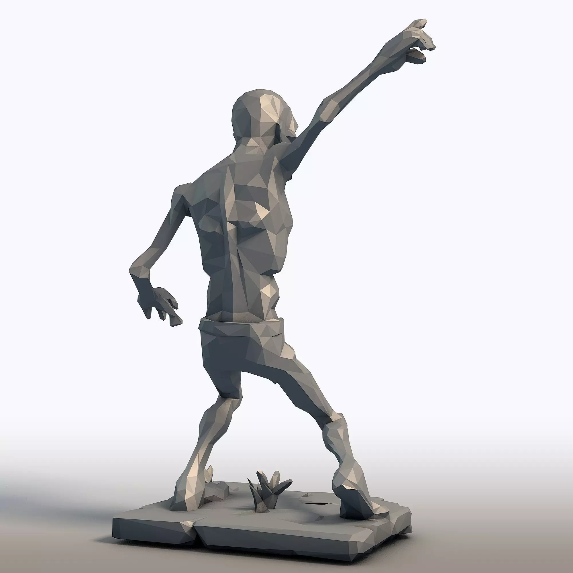 Low Poly Zombie Geometric Undead Sculpture 3D print model_5
