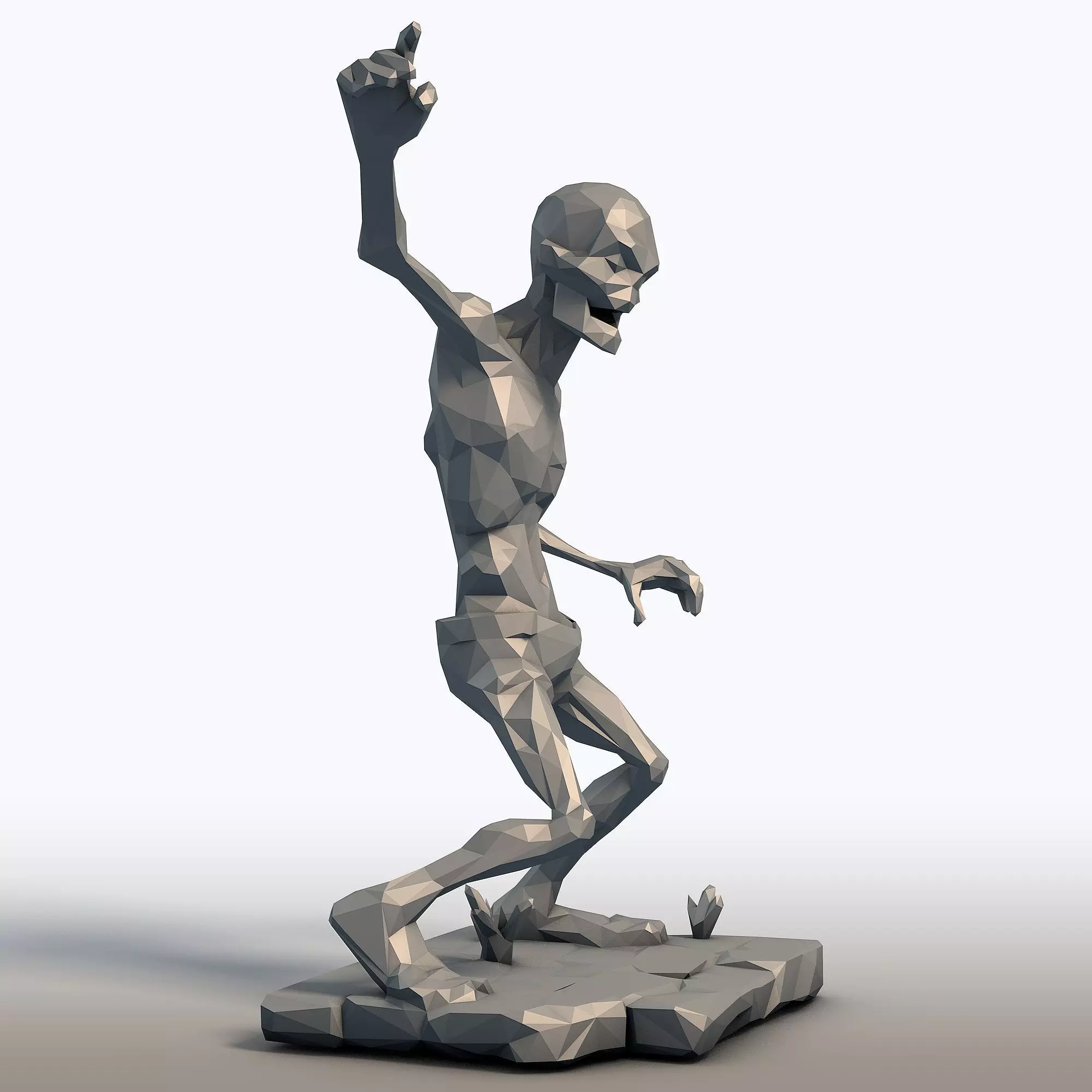 Low Poly Zombie Geometric Undead Sculpture 3D print model_7
