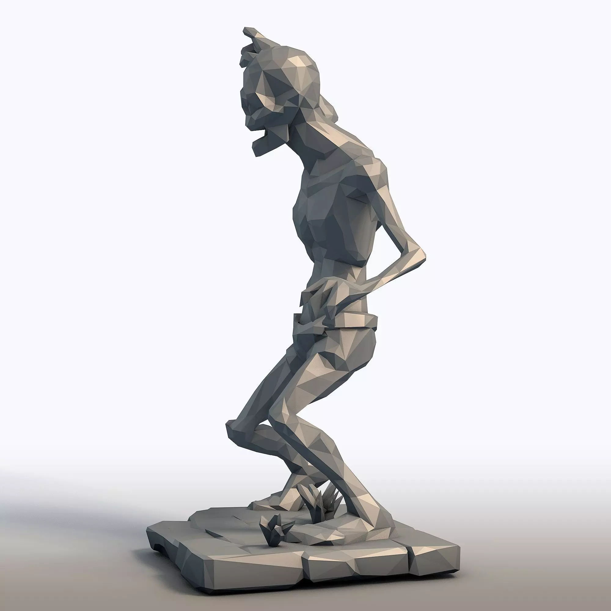 Low Poly Zombie Geometric Undead Sculpture 3D print model_2