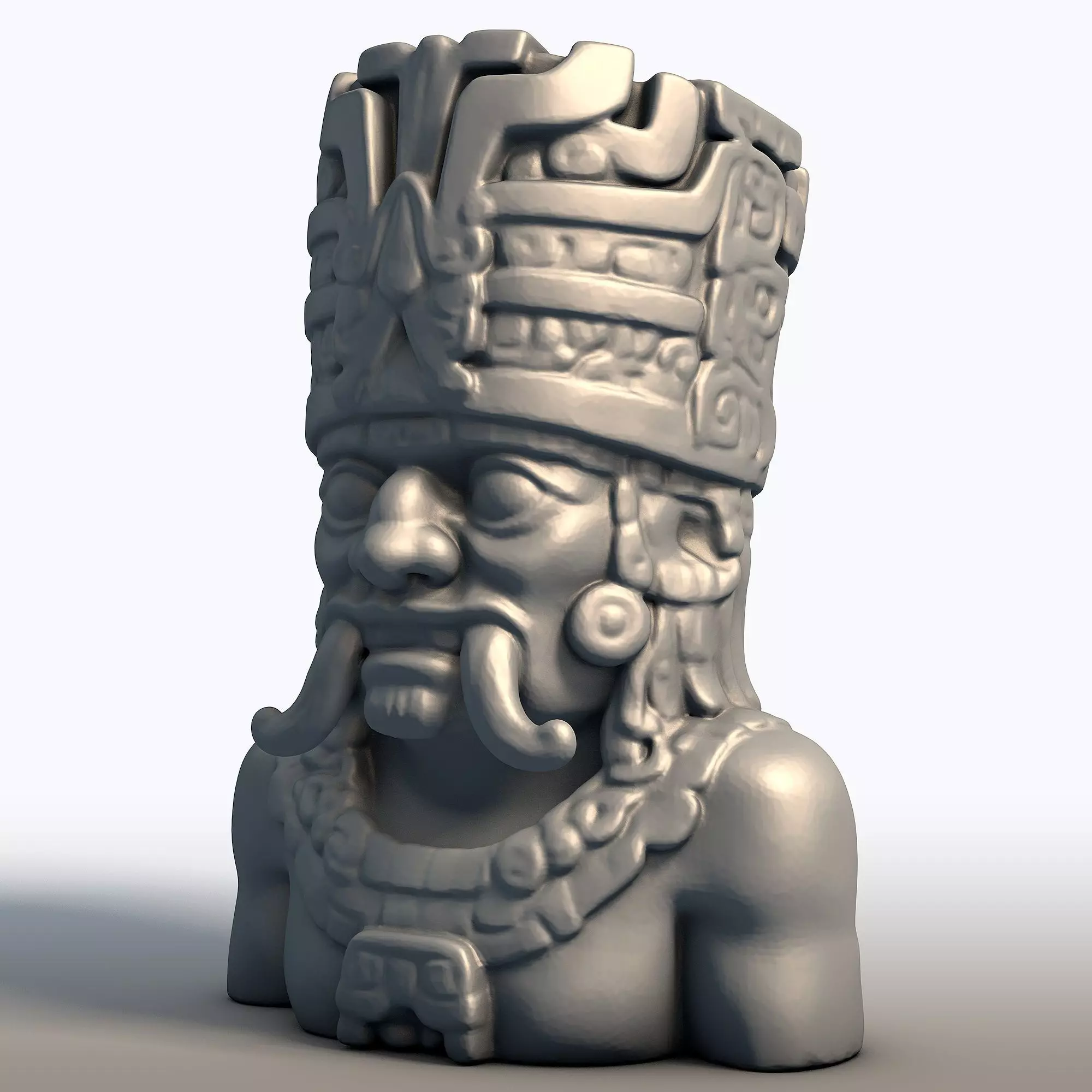 Tlaloc Aztec God Bust Deity of Rain Thunder 3D print model_1
