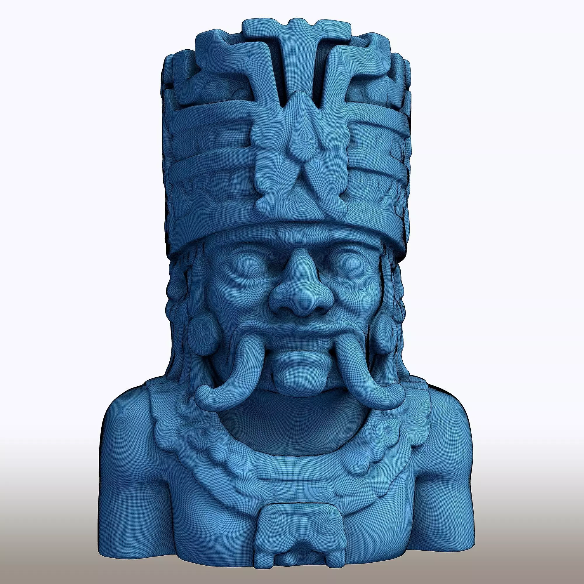 Tlaloc Aztec God Bust Deity of Rain Thunder 3D print model_8