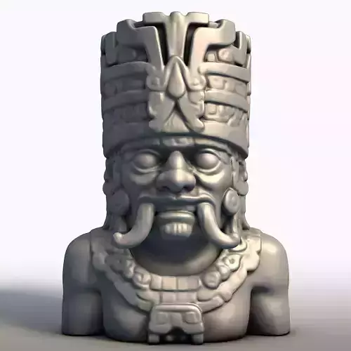 Tlaloc Aztec God Bust Deity of Rain Thunder
