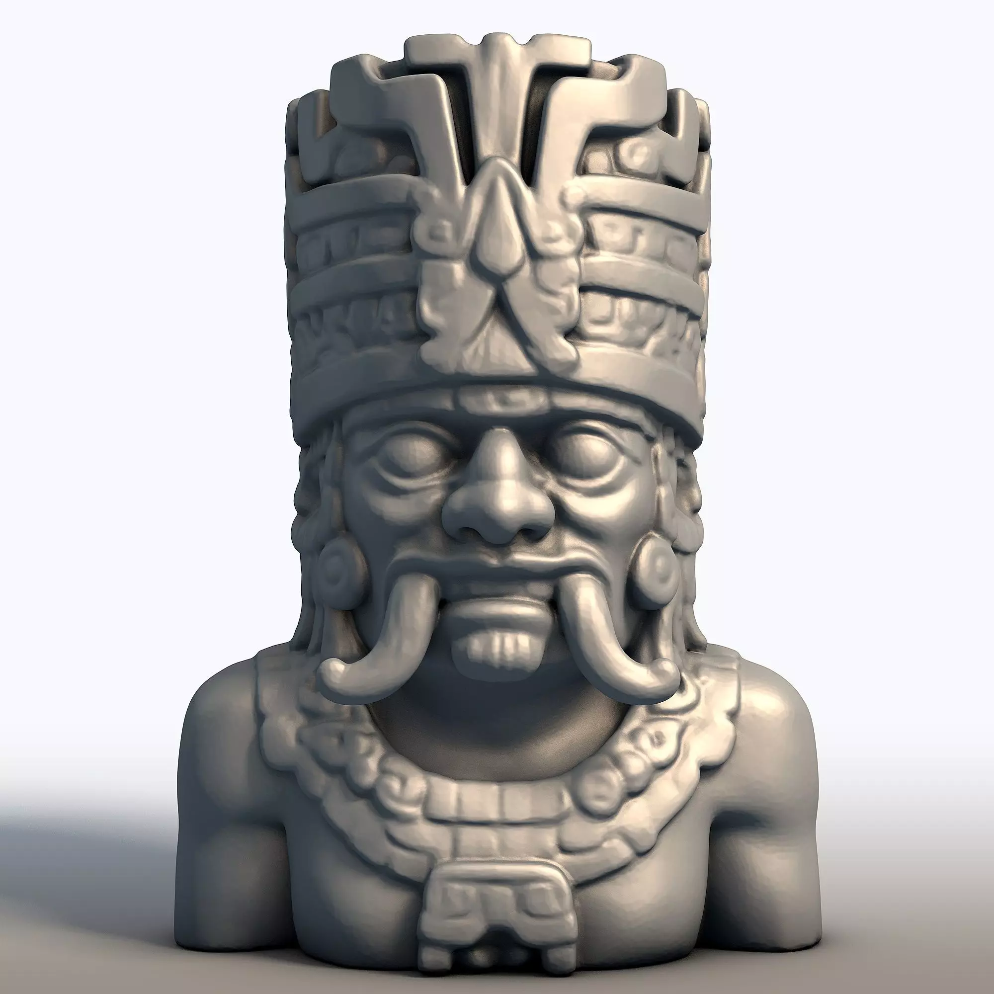 Tlaloc Aztec God Bust Deity of Rain Thunder 3D print model_0