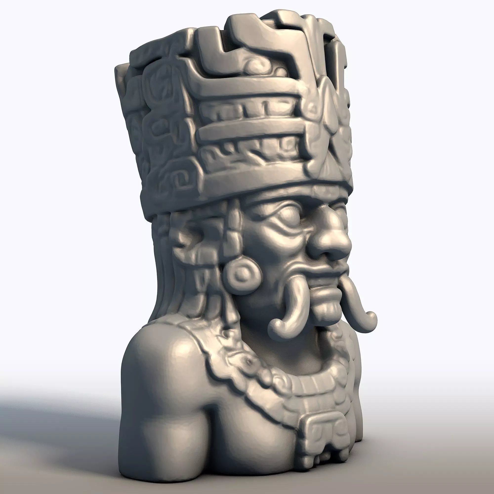 Tlaloc Aztec God Bust Deity of Rain Thunder 3D print model_7