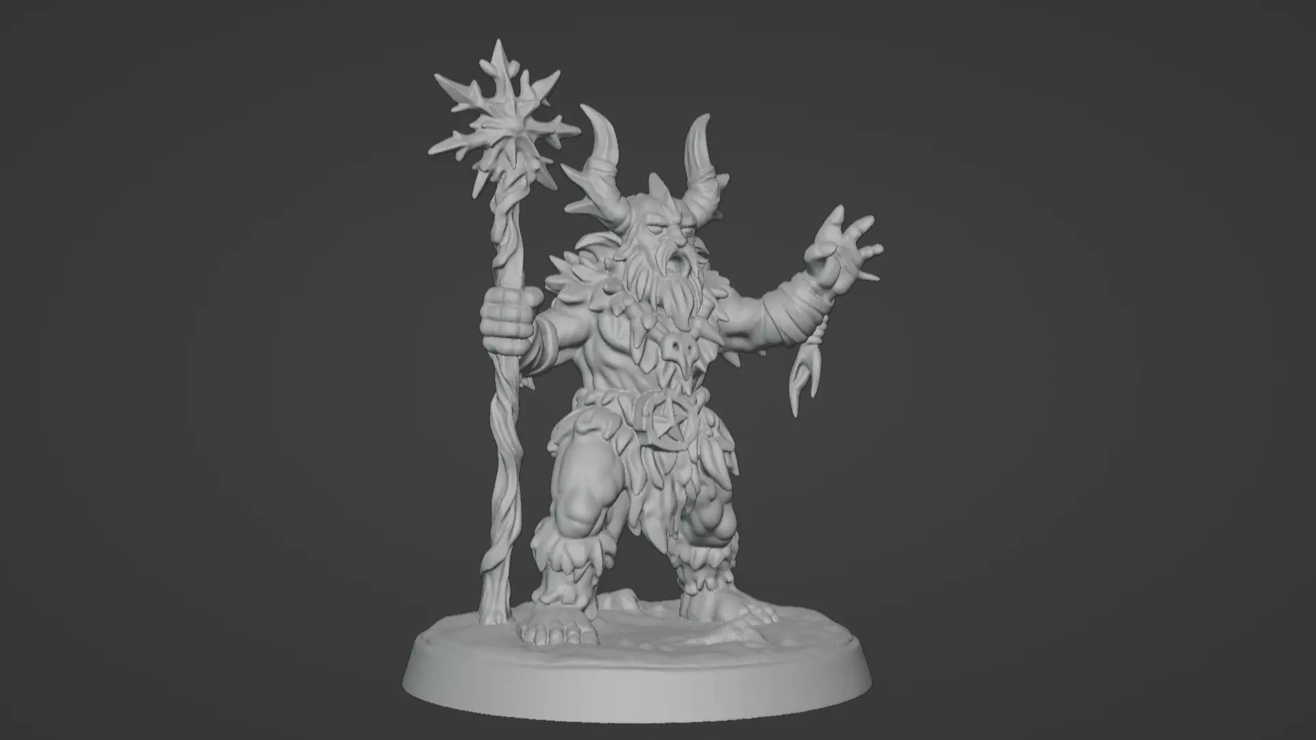 Frost War Shaman Horned Spellcaster on Snow Base 3D print model_6