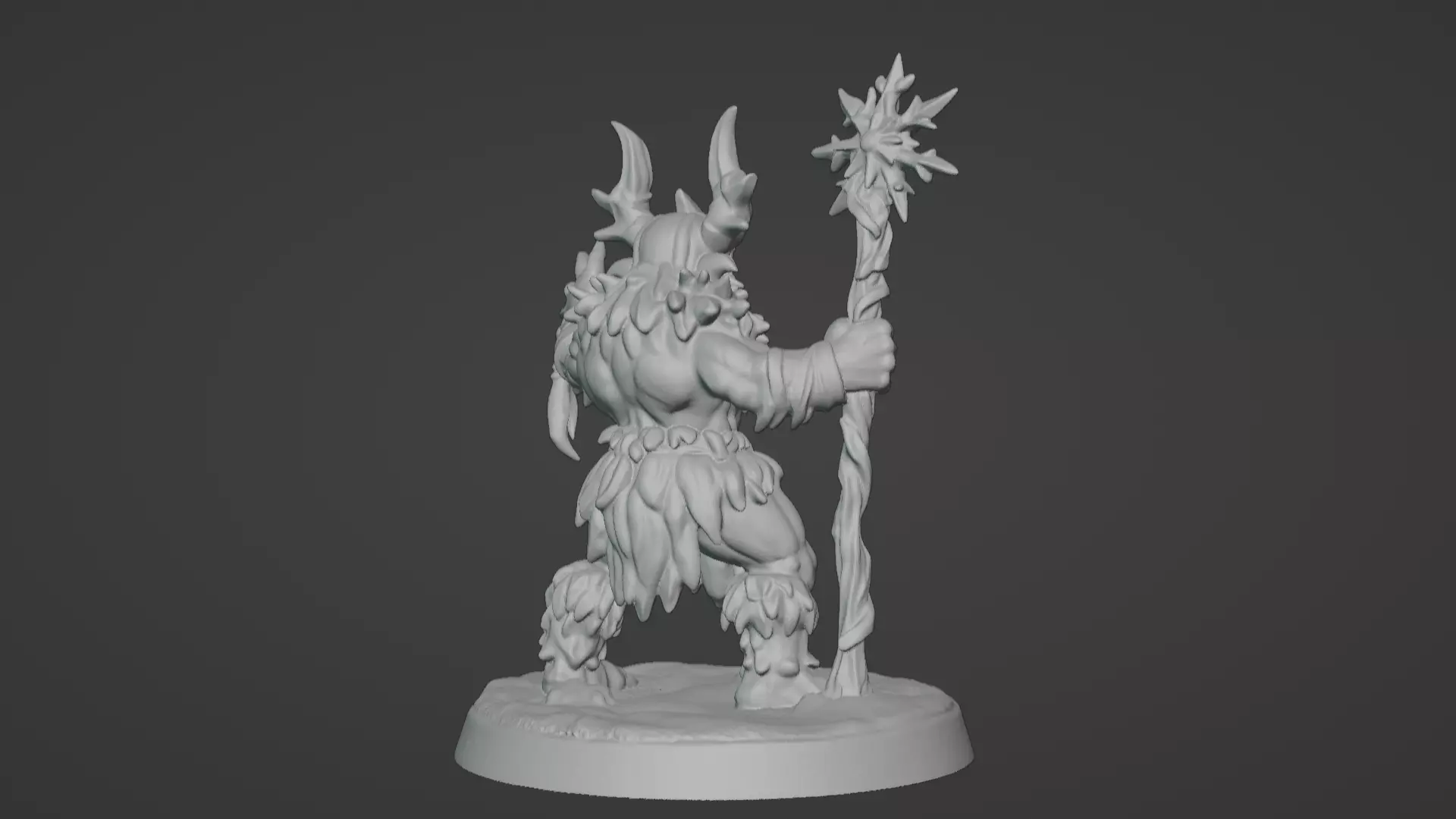 Frost War Shaman Horned Spellcaster on Snow Base 3D print model_37