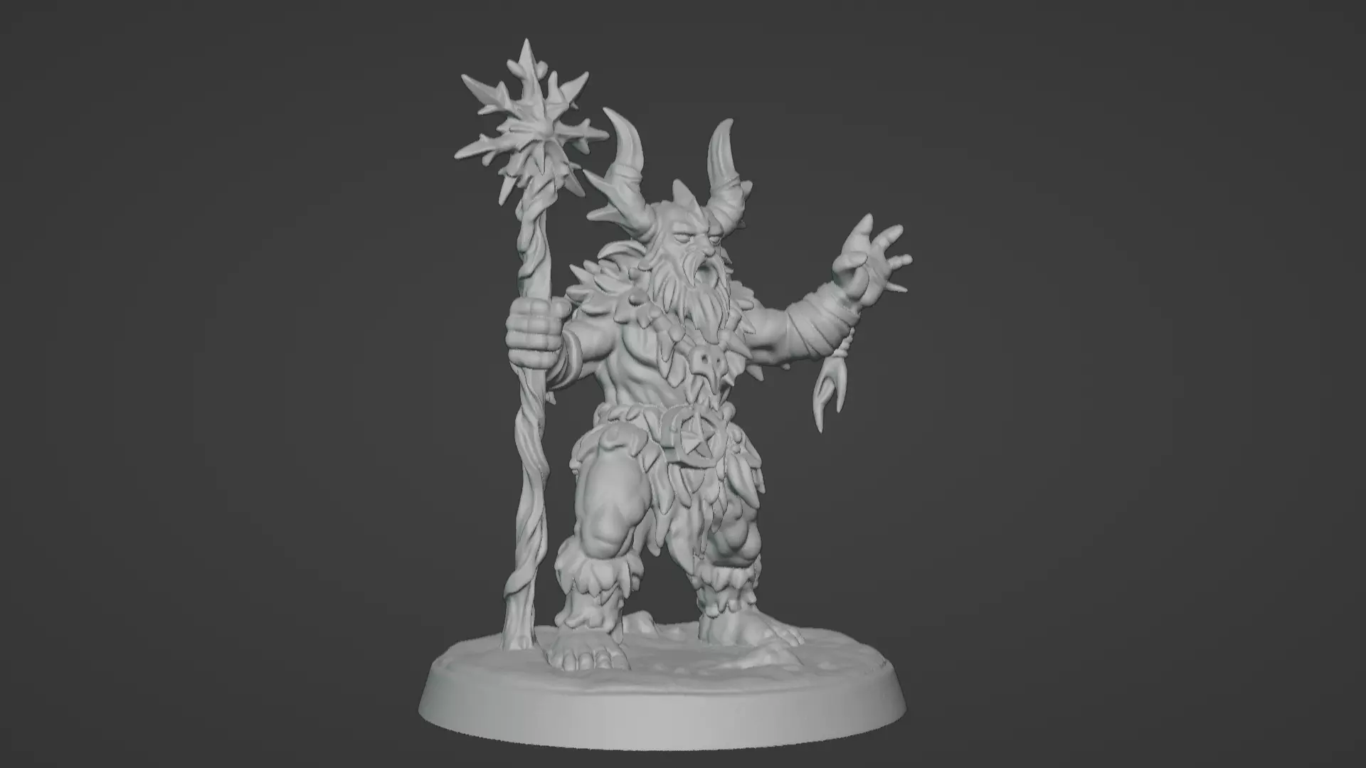 Frost War Shaman Horned Spellcaster on Snow Base 3D print model_7
