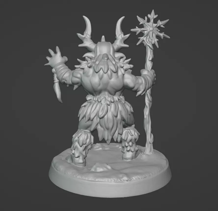 Frost War Shaman Horned Spellcaster on Snow Base 3D print model_53
