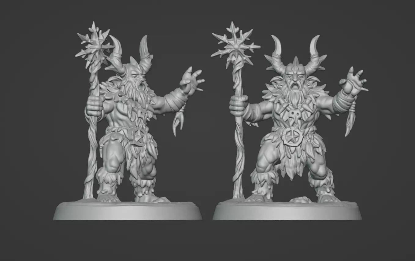 Frost War Shaman Horned Spellcaster on Snow Base 3D print model_54