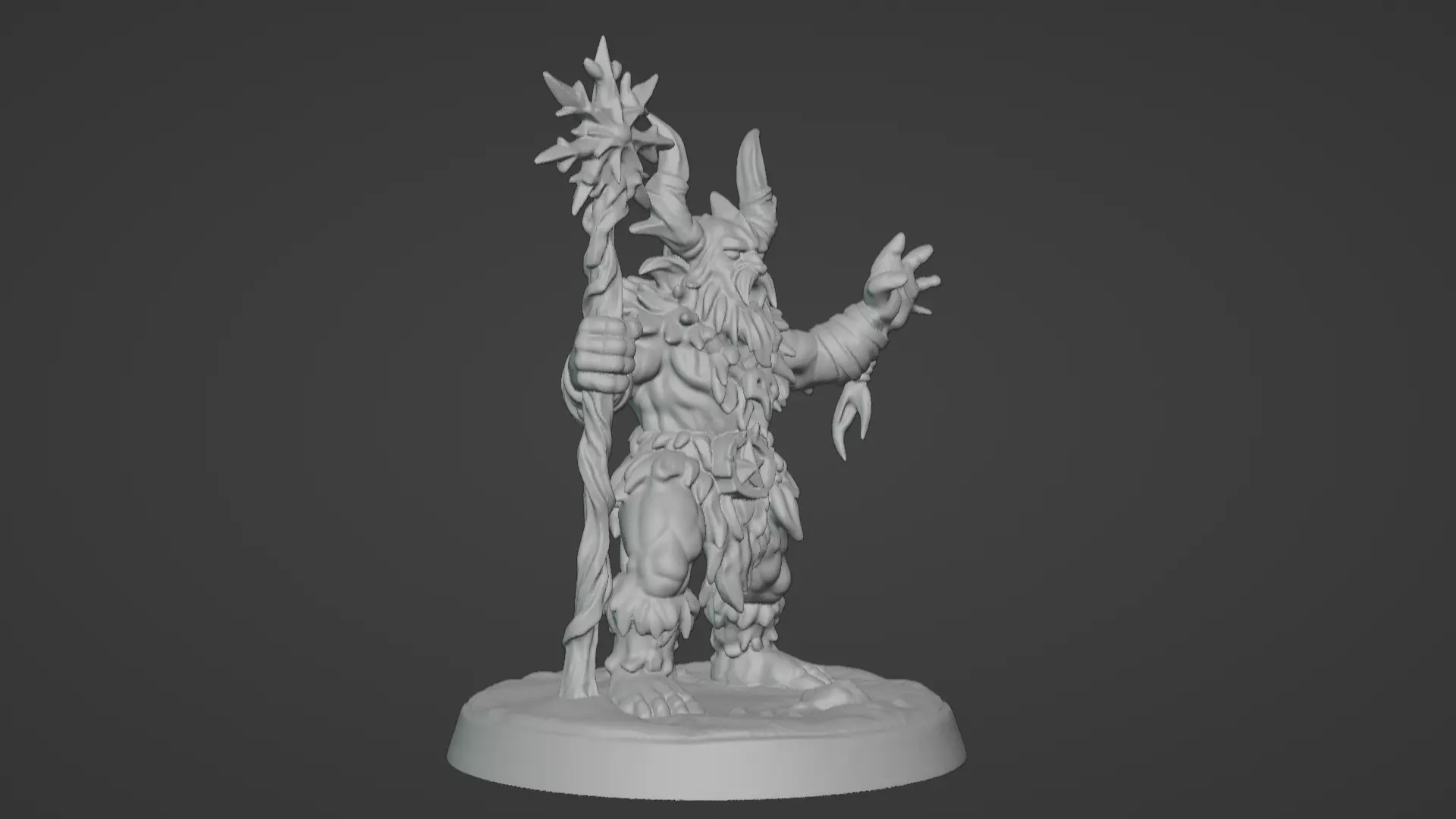 Frost War Shaman Horned Spellcaster on Snow Base 3D print model_11