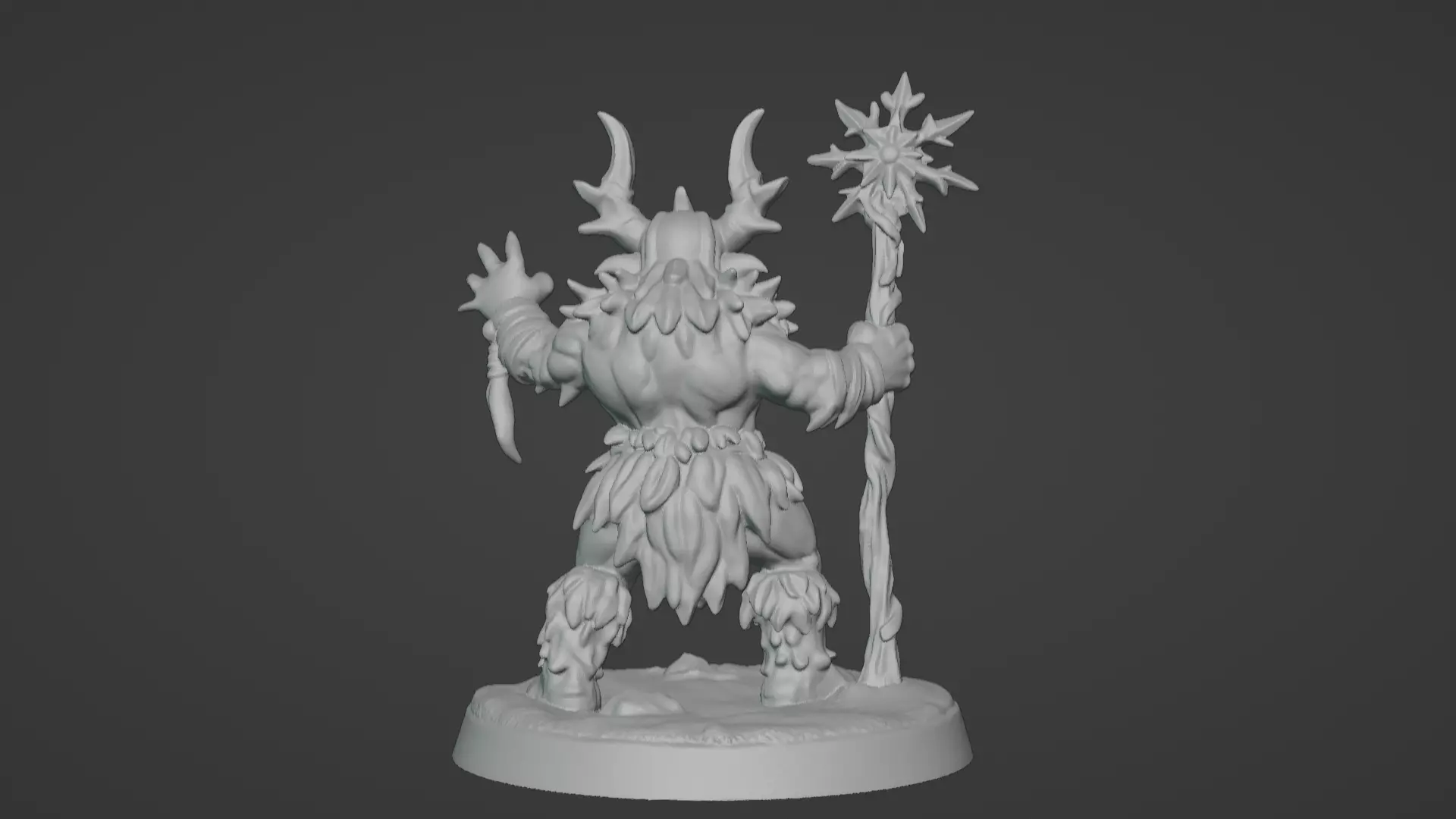 Frost War Shaman Horned Spellcaster on Snow Base 3D print model_46