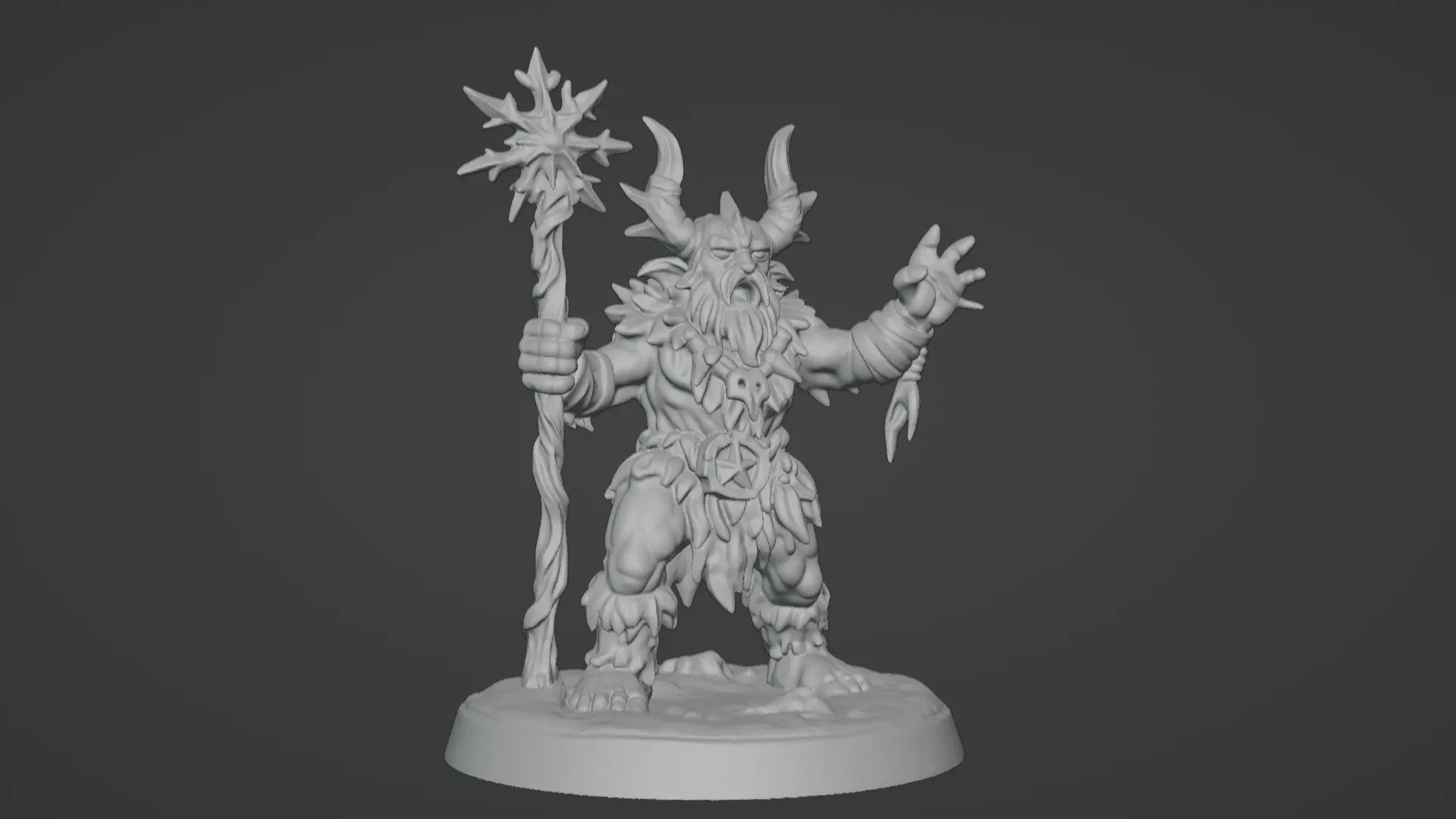 Frost War Shaman Horned Spellcaster on Snow Base 3D print model_4